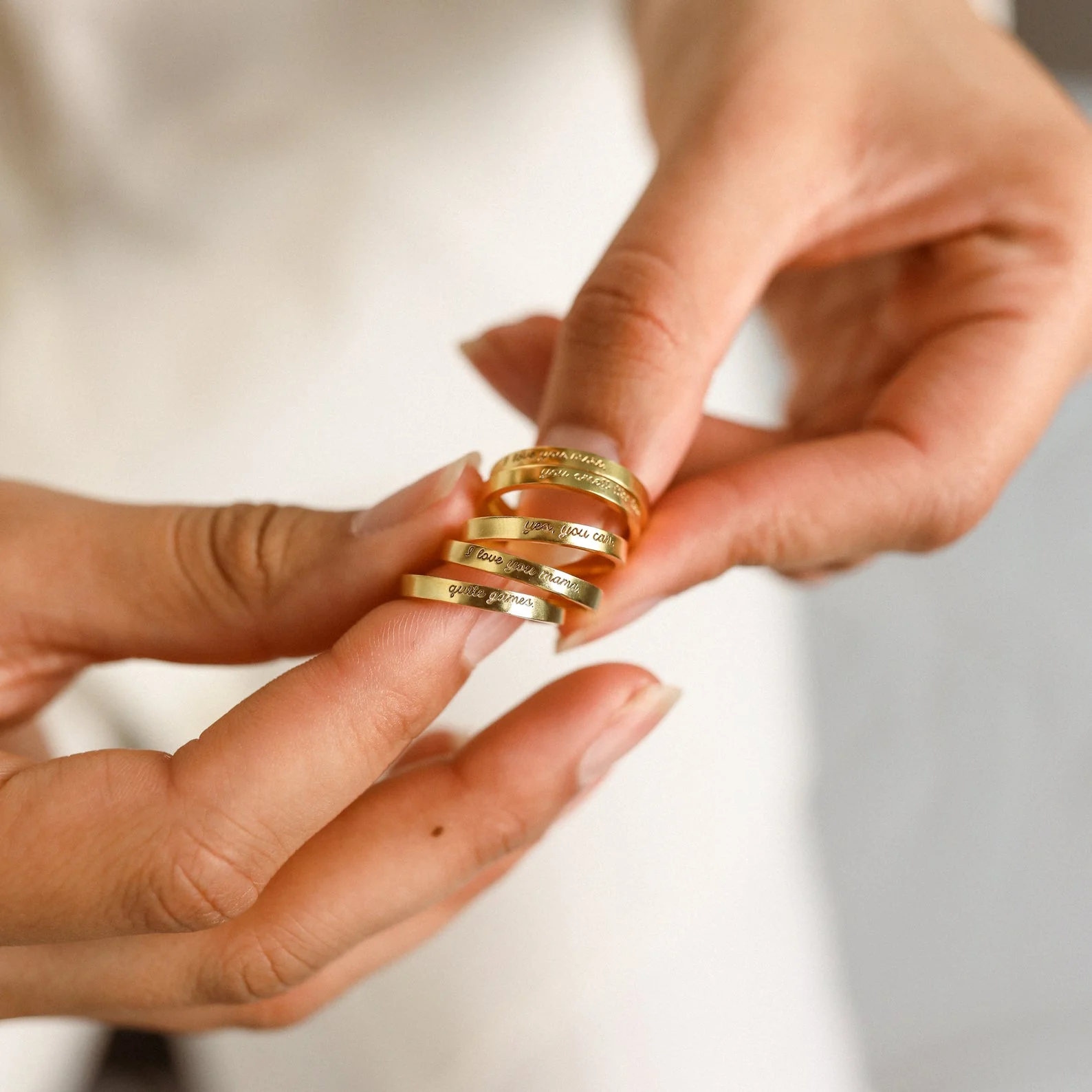 Ann Thin Message Ring in 18K Gold - Image 6