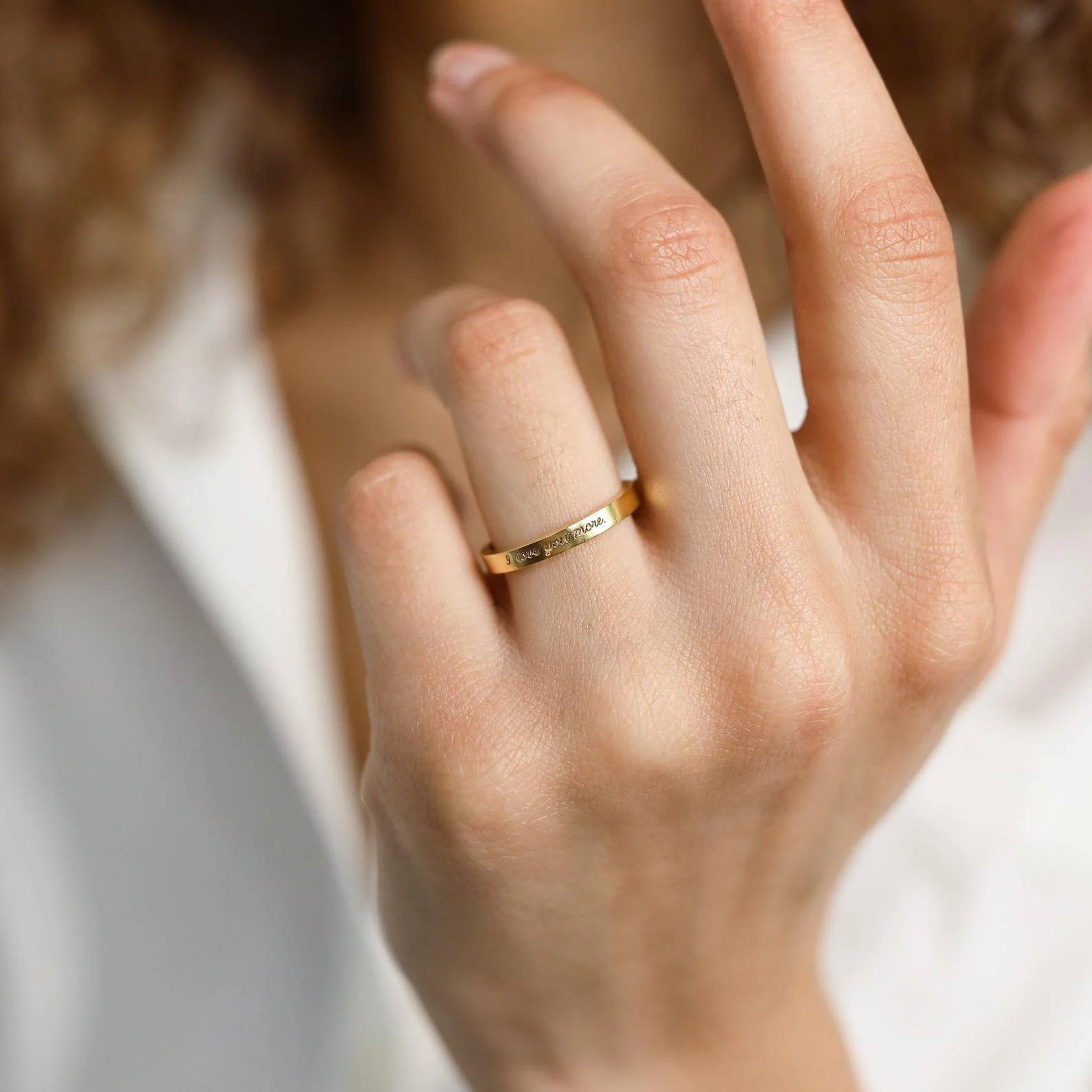 Ann Thin Message Ring in 18K Gold - Image 4