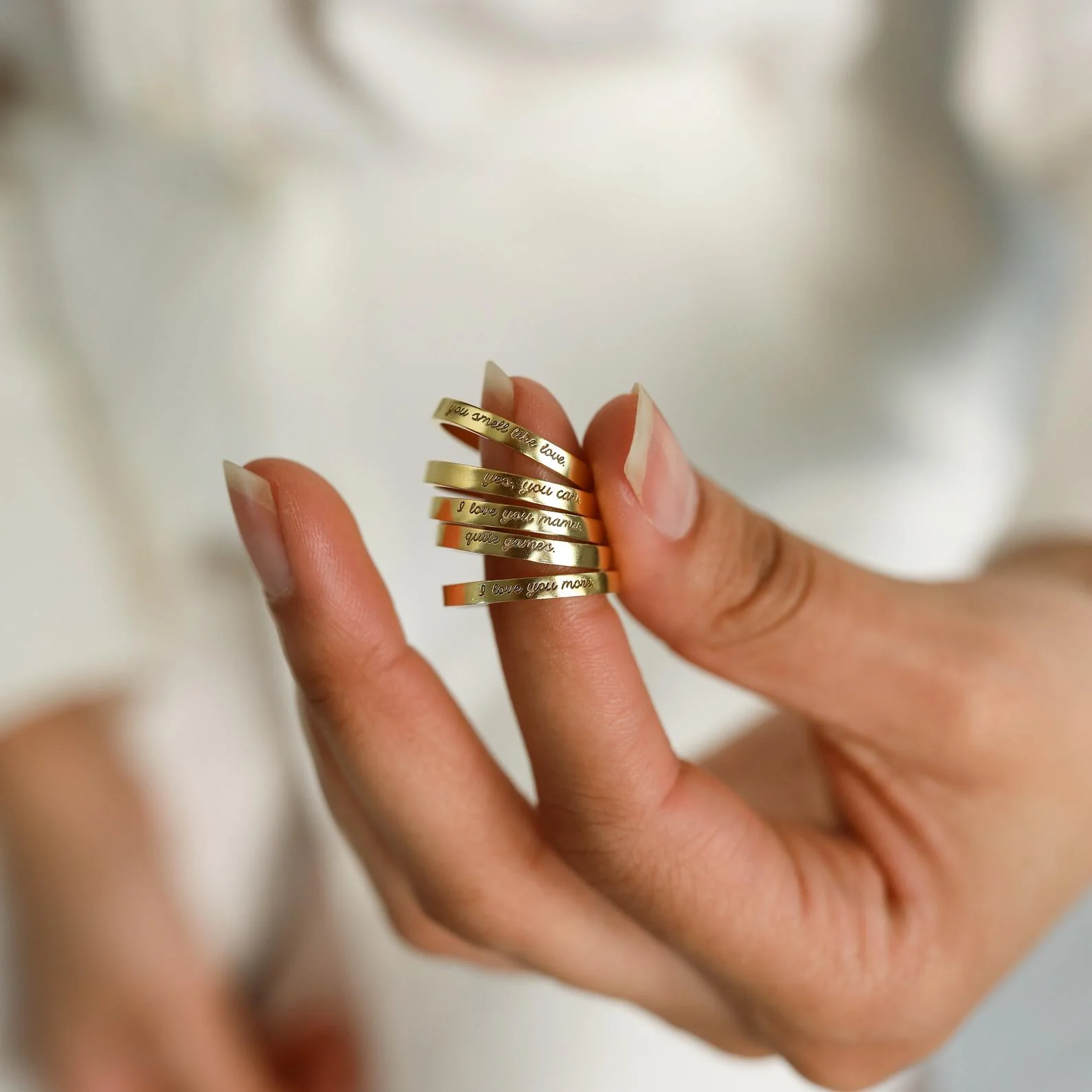 Ann Thin Message Ring in 18K Gold - Image 2