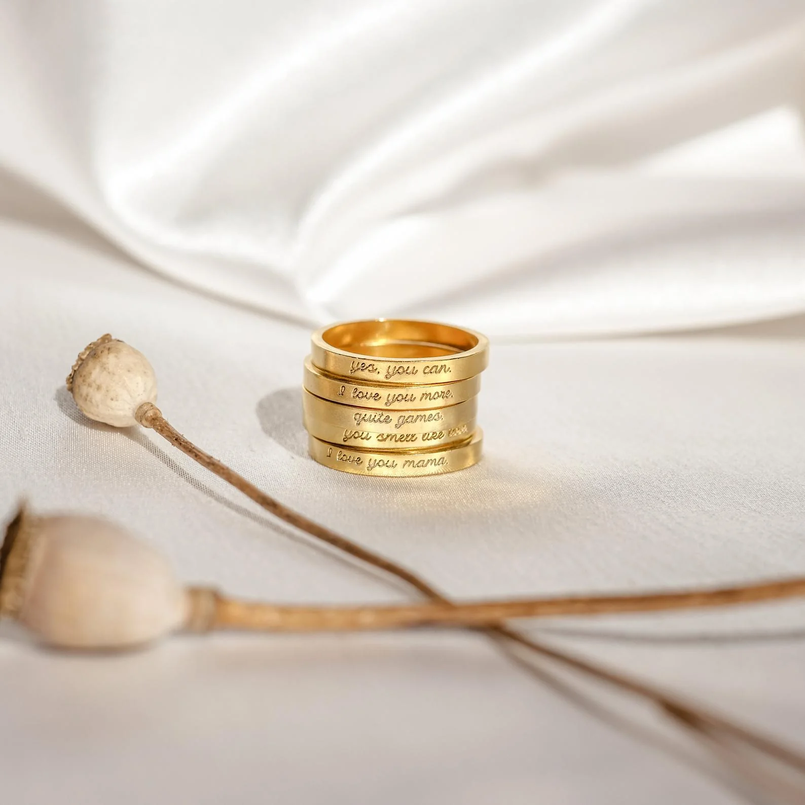 Ann Thin Message Ring in 18K Gold - Image 3