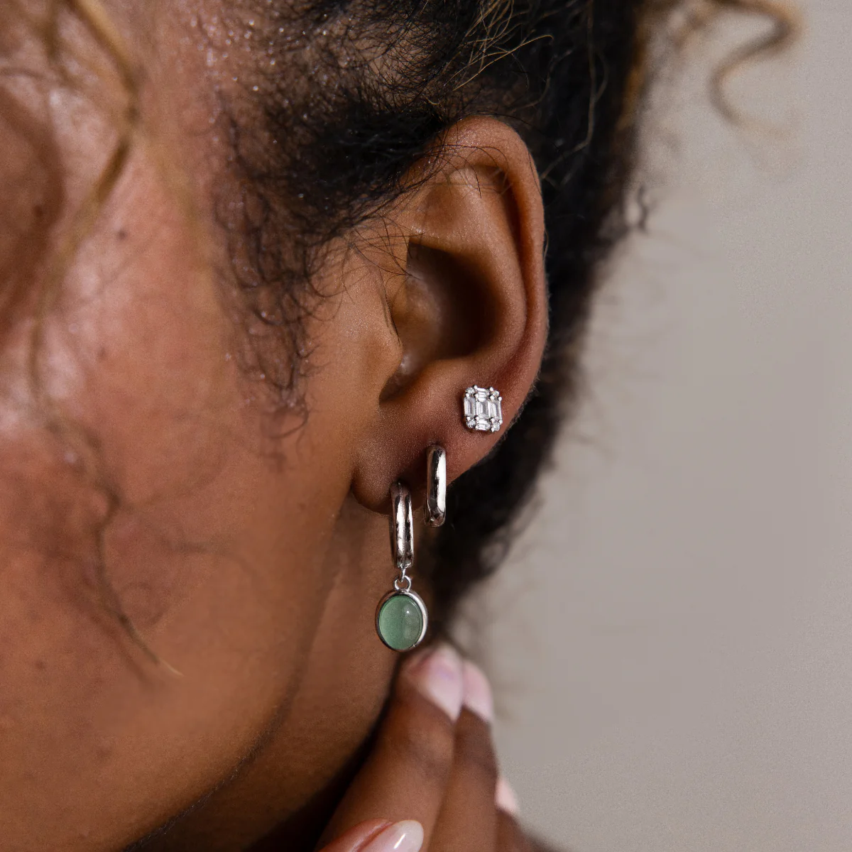 Arabella Diamond Studs in Silver - Image 4