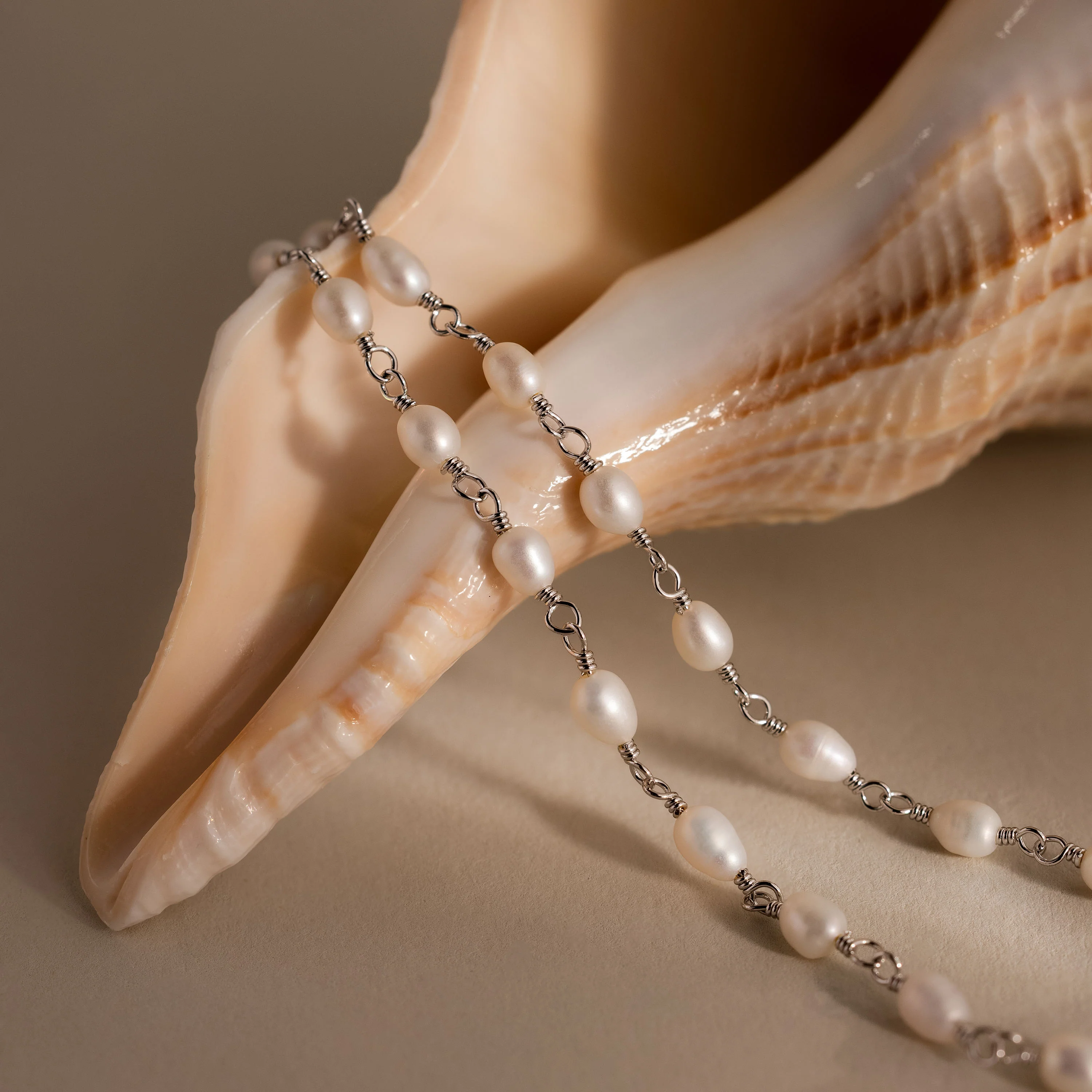 Aurora Pearl Station Necklace in Silver - Image 8