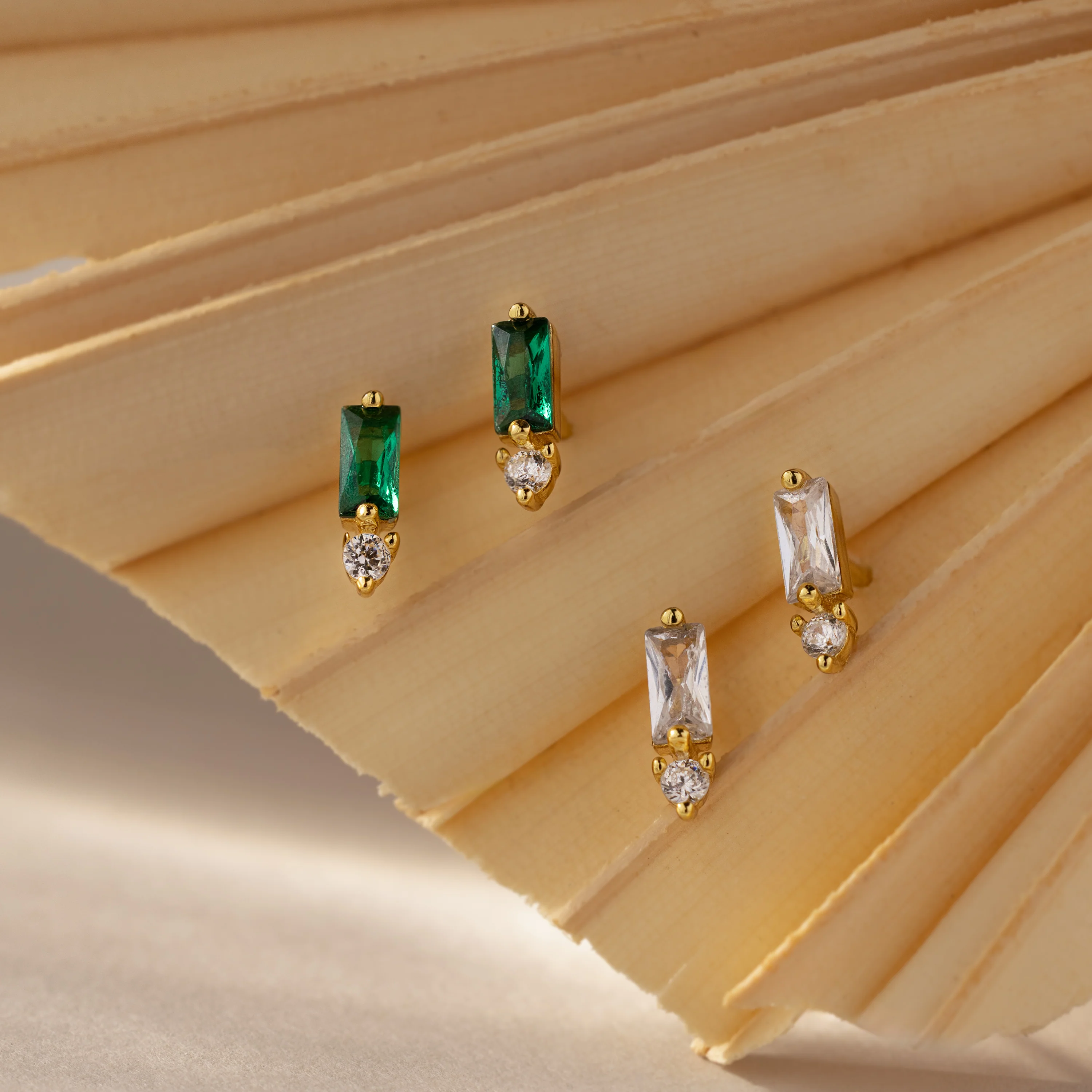 Baguette Topaz Drop Studs - Image 3