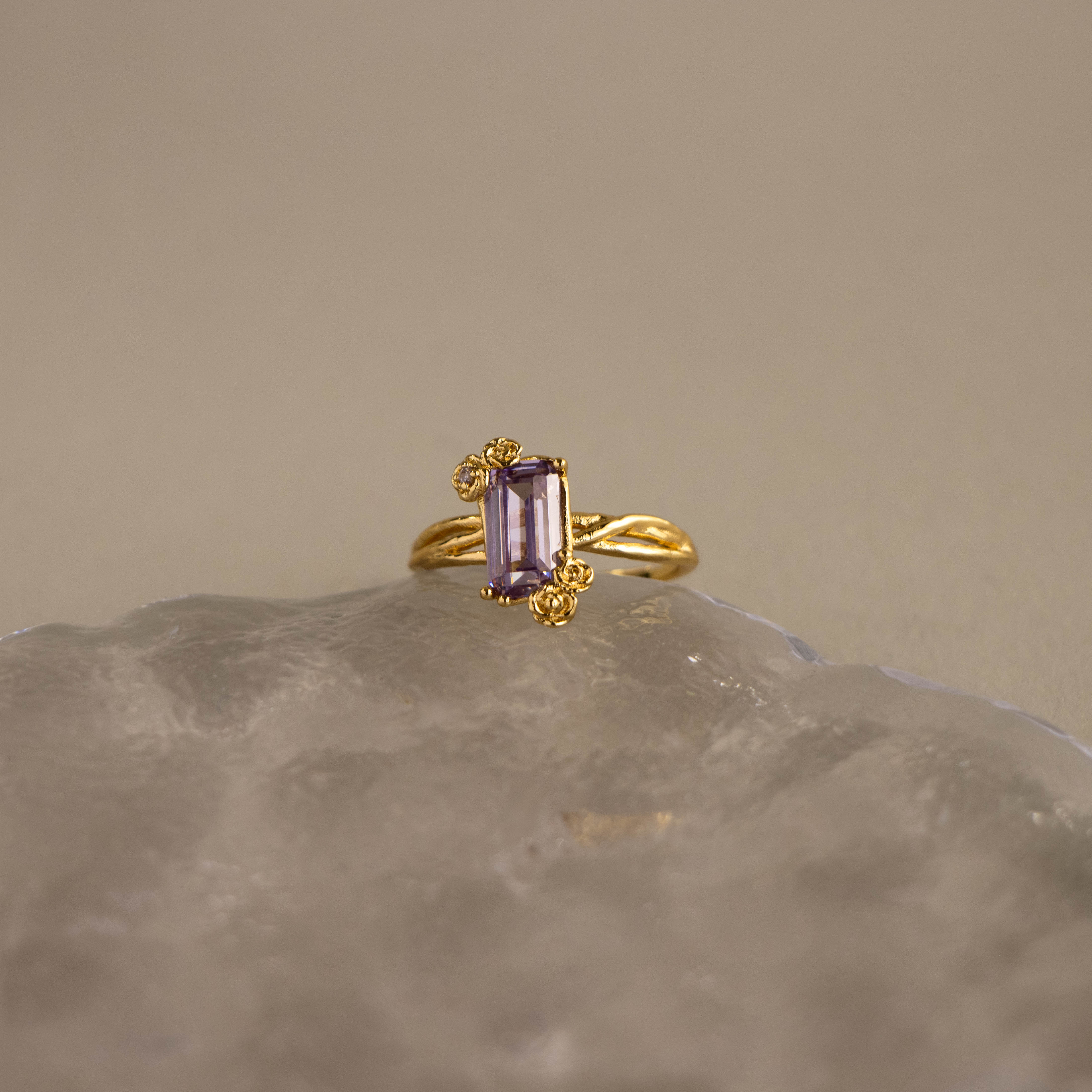 Baguette Gemstone Flower Ring - Image 6