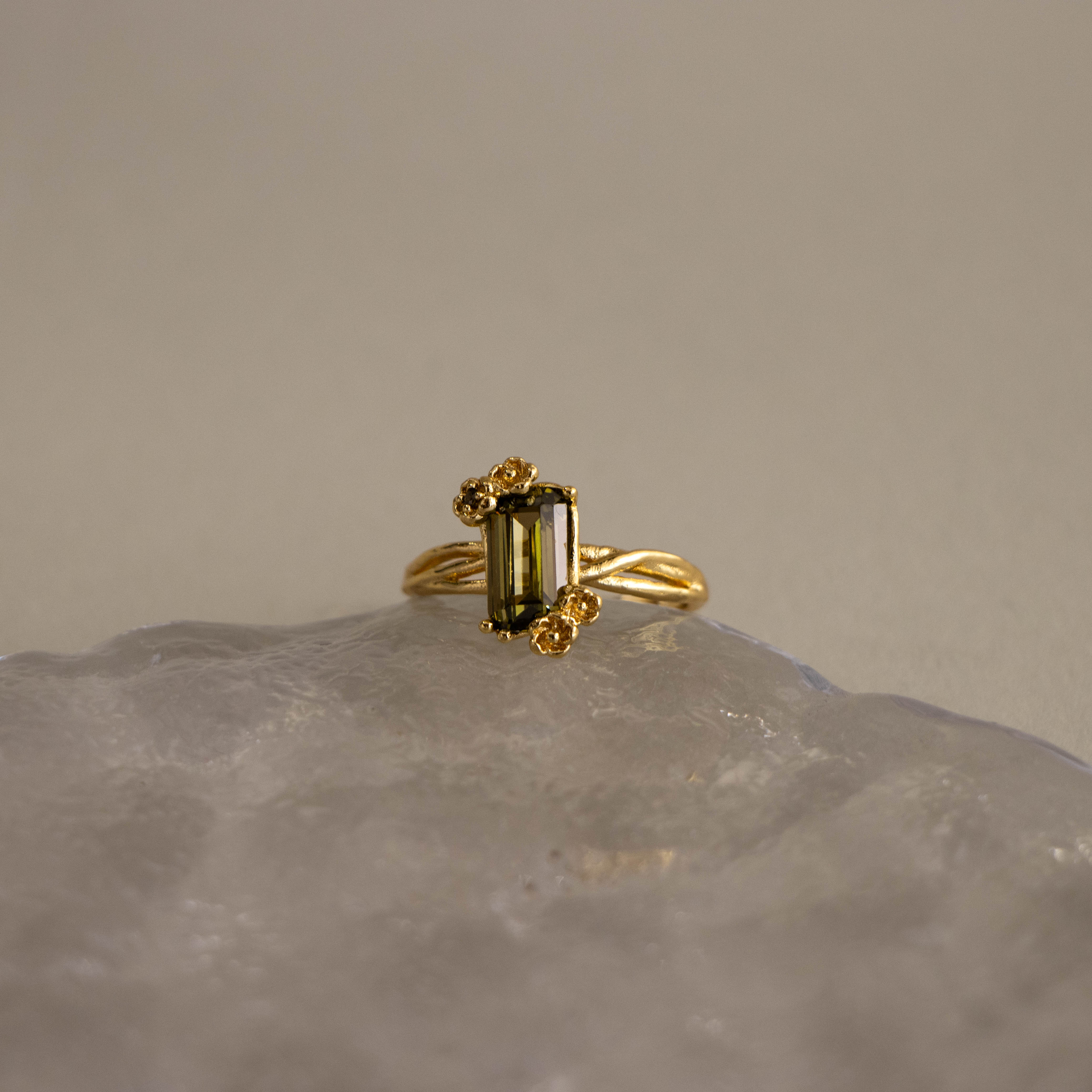 Baguette Gemstone Flower Ring - Image 8