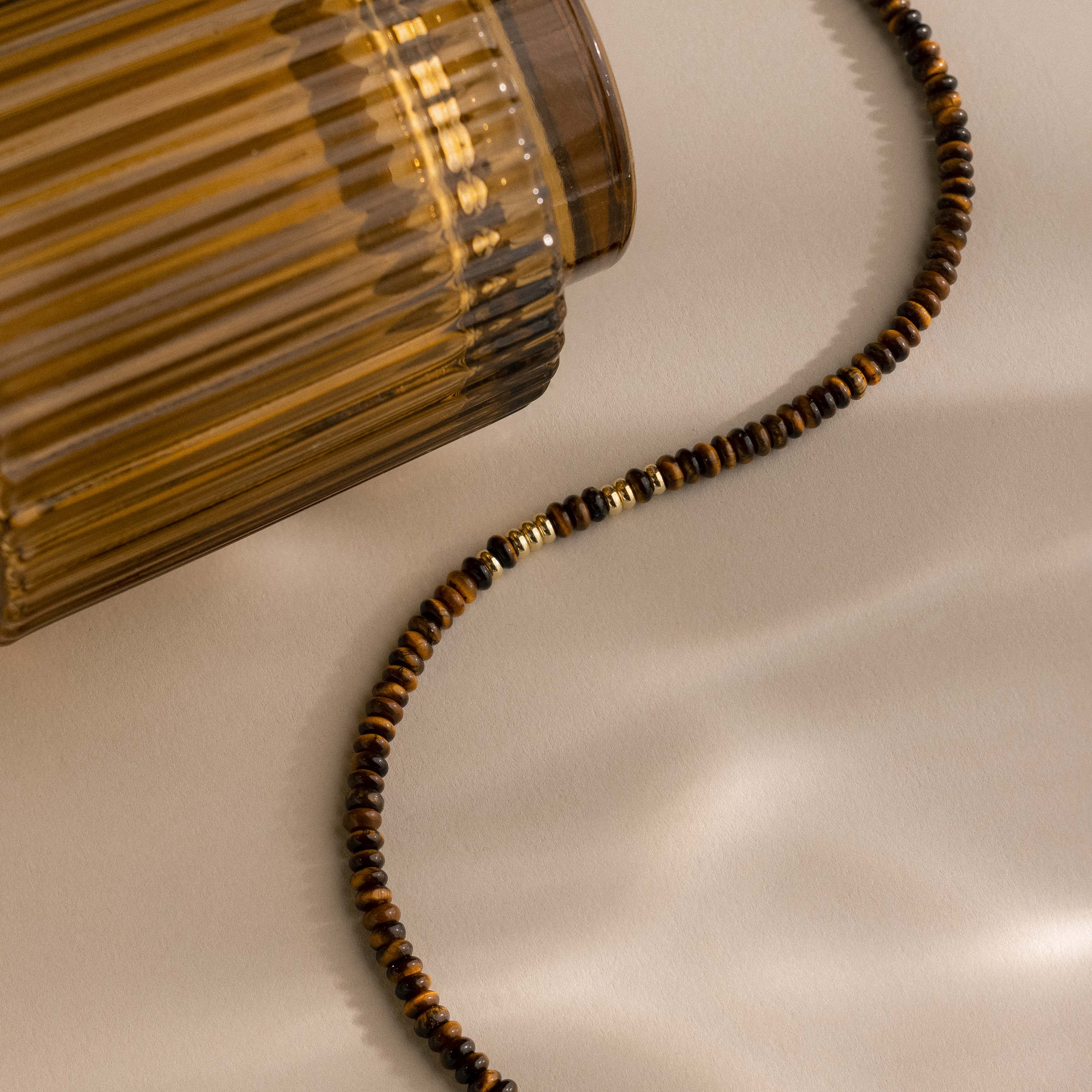 Beaded Tiger's Eye Necklace in 18K Gold - Image 4