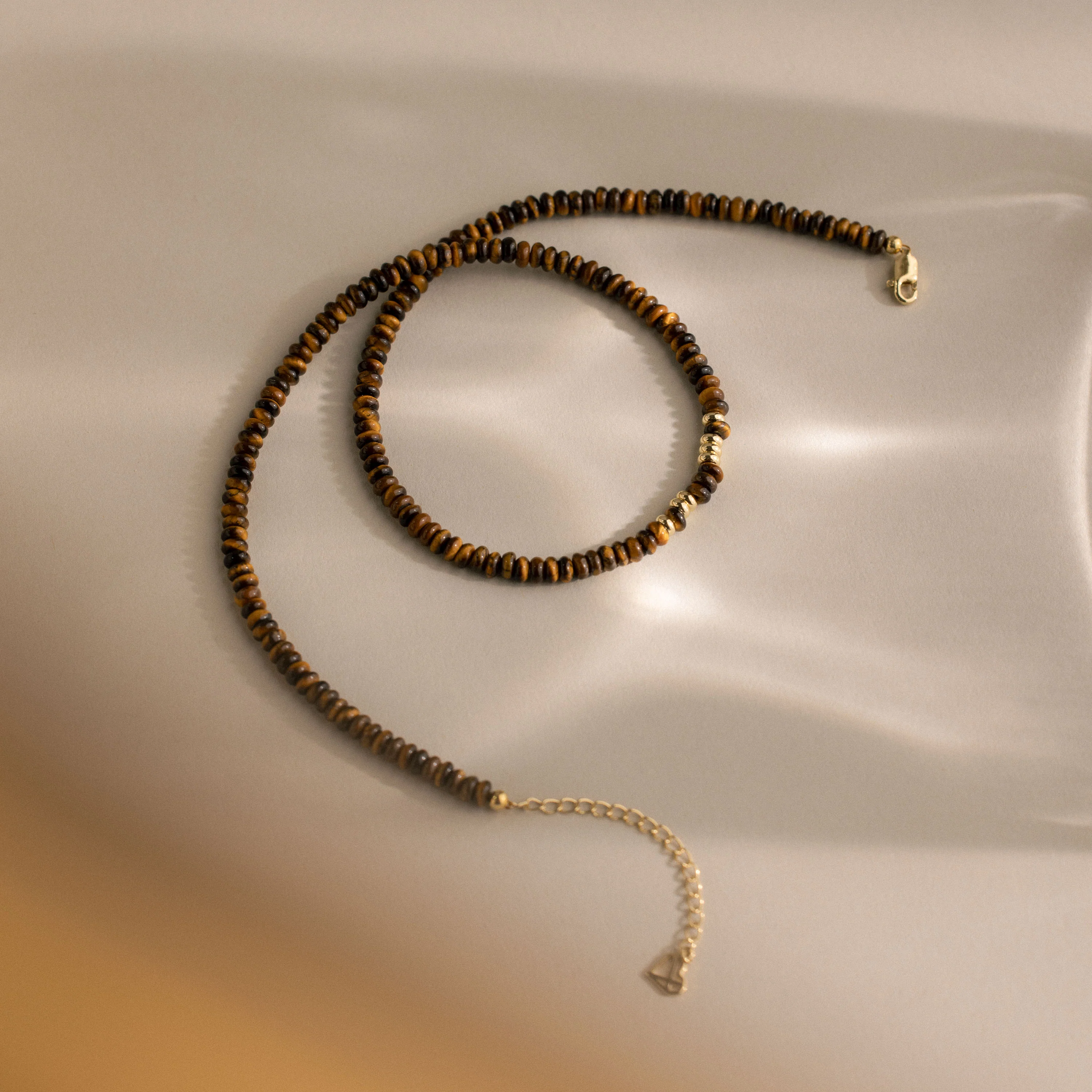 Beaded Tiger's Eye Necklace in 18K Gold - Image 8