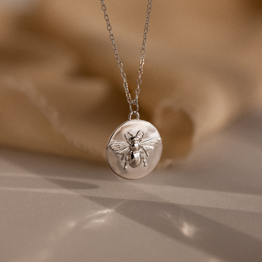 Bee Coin Necklace in Silver - Image 4