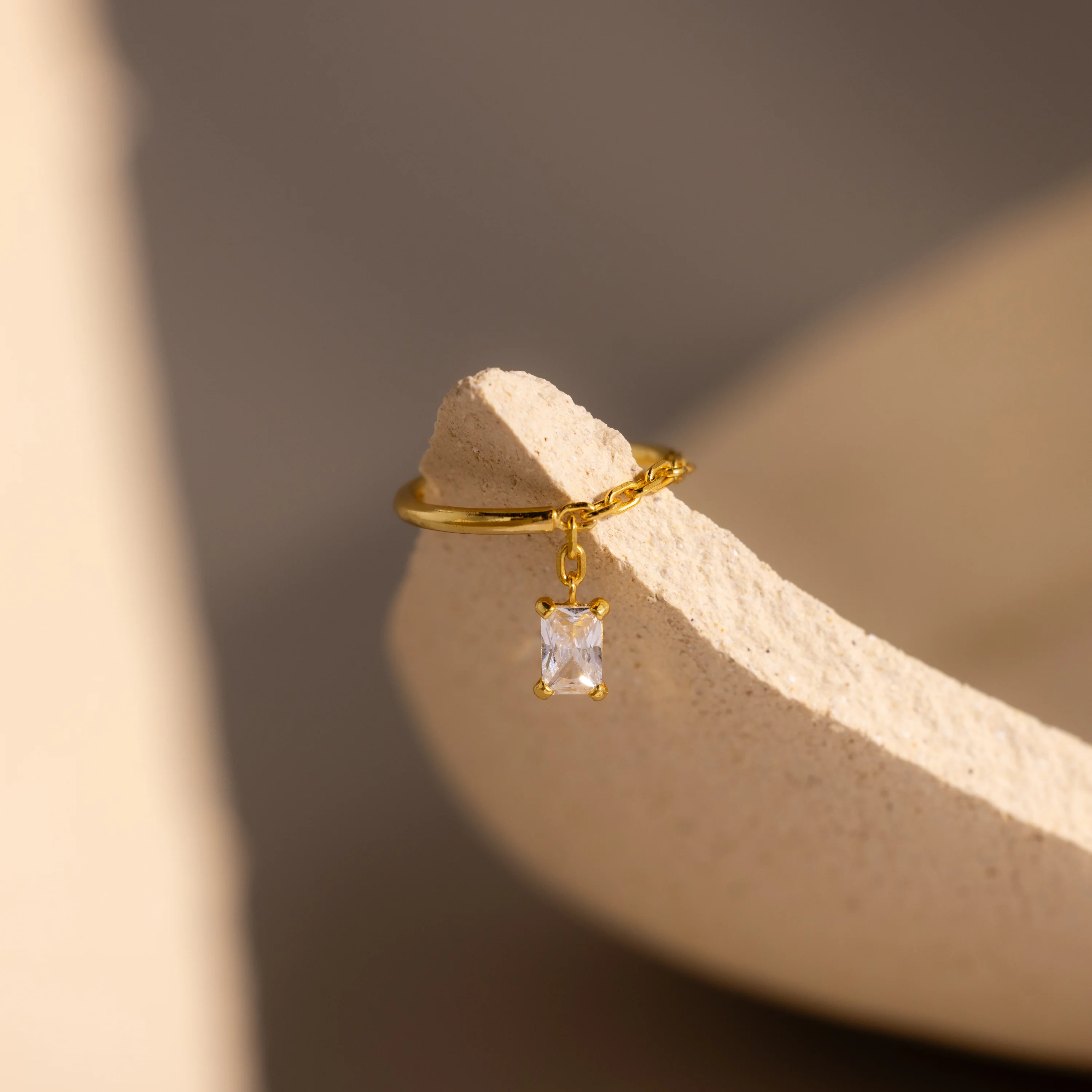 Blue Zircon Drop Chain Ring