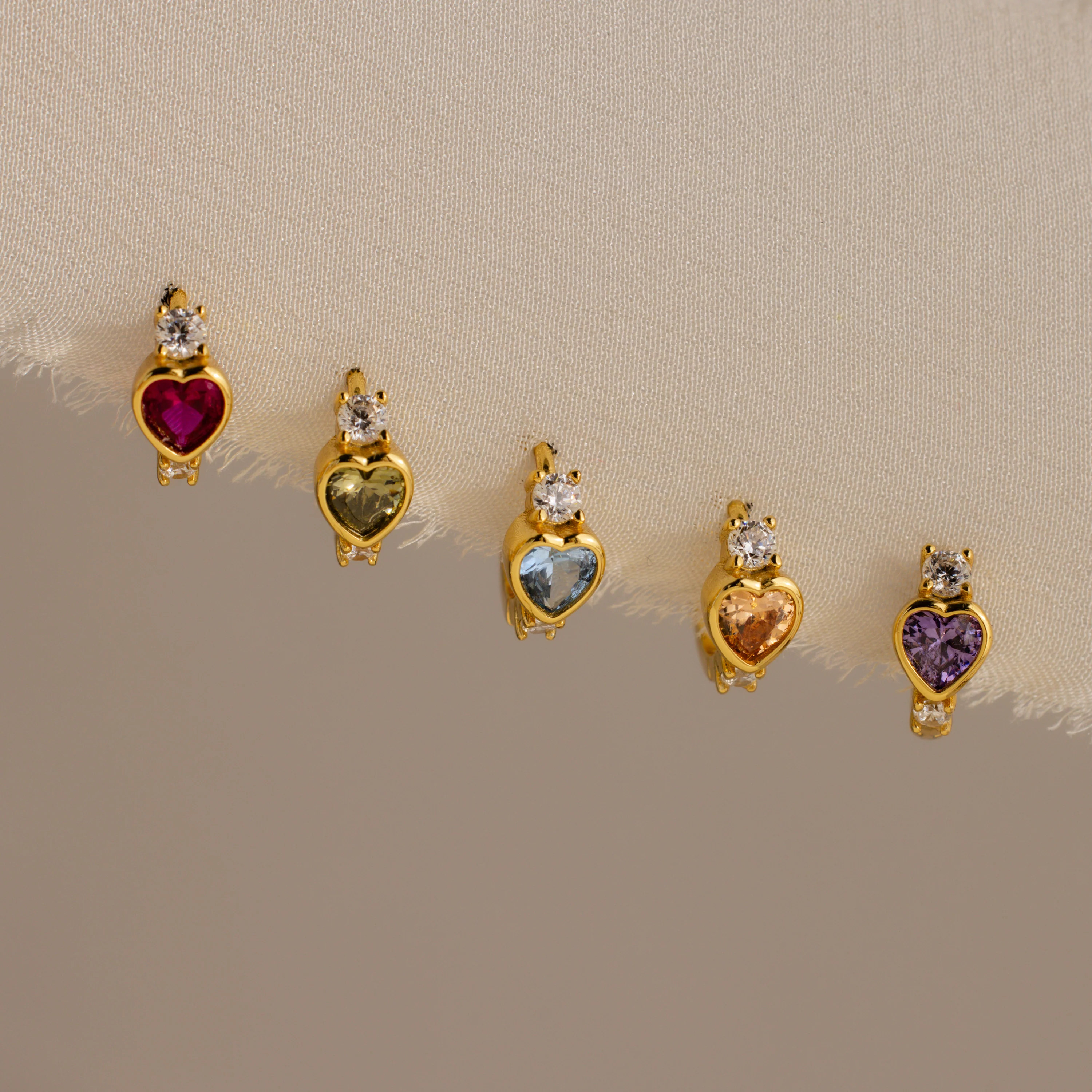 Alexandrite Heart Hoops