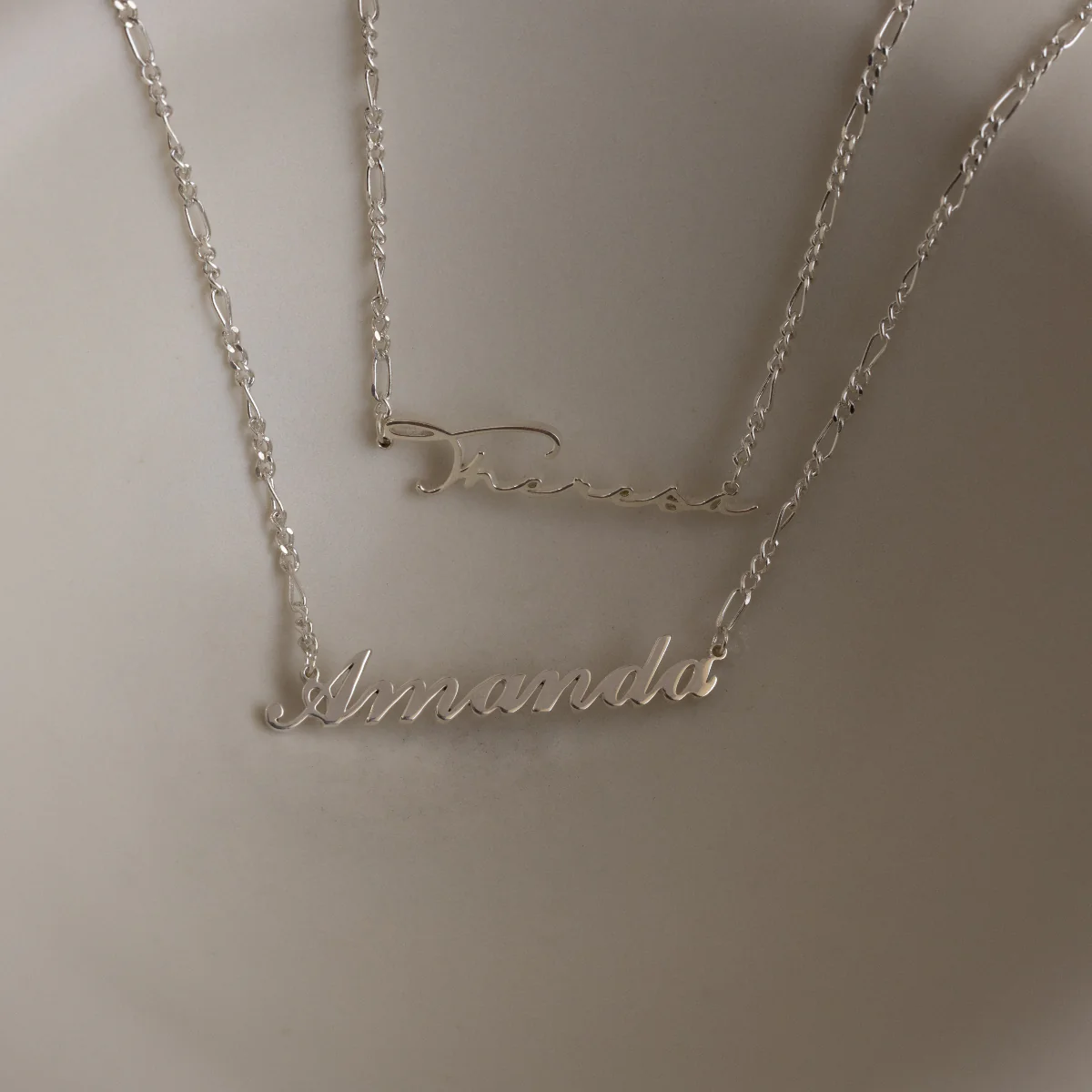 Carrie Figaro Chain Name Necklace in Silver - Image 3