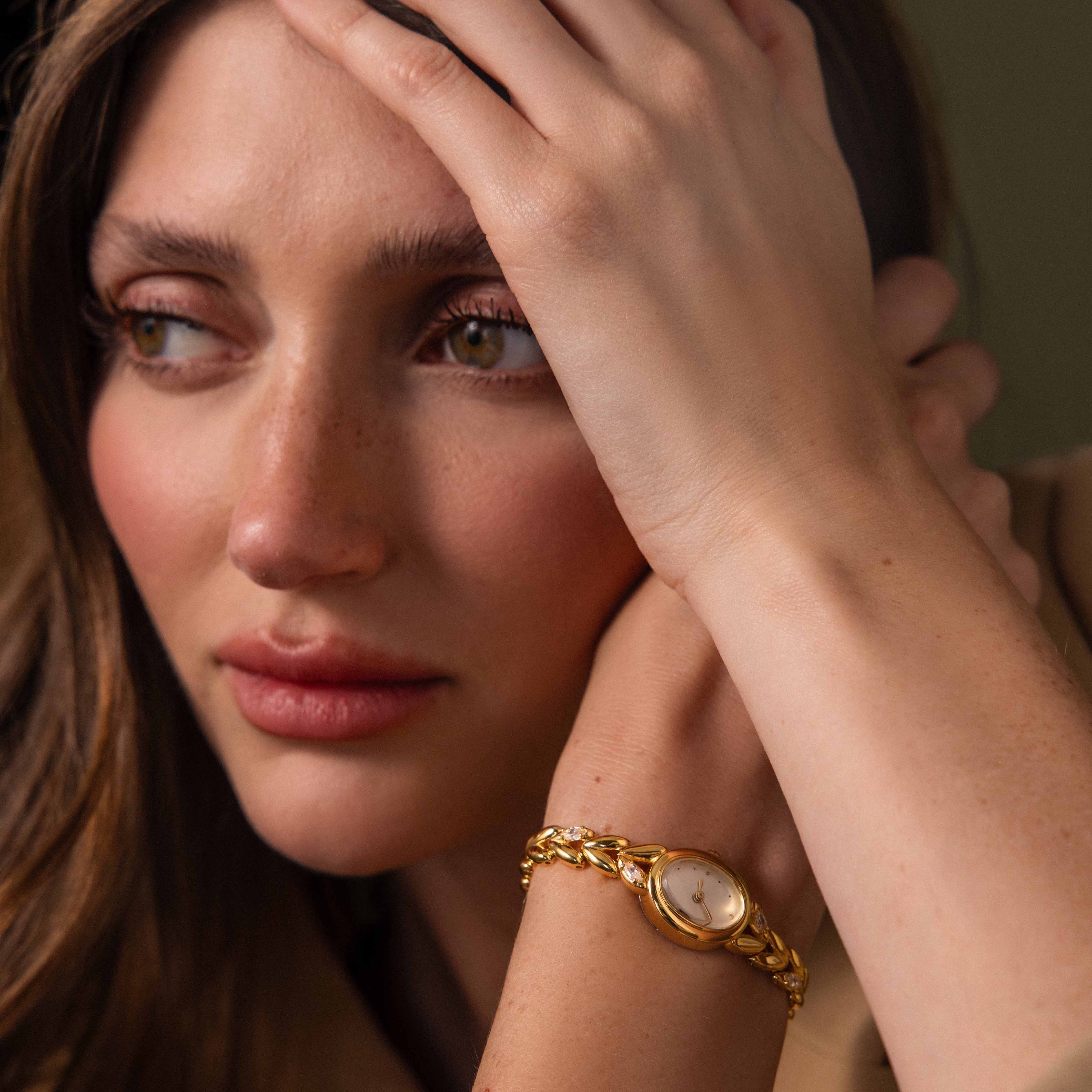 Chevron Diamond Link Timepiece in 18K Gold - Image 6