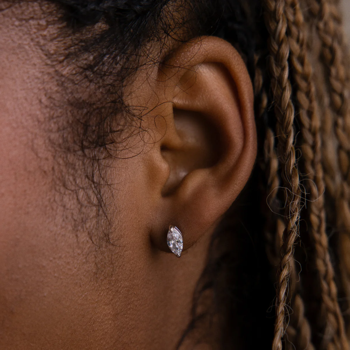 Classic Marquise Diamond Studs in Silver - Image 2