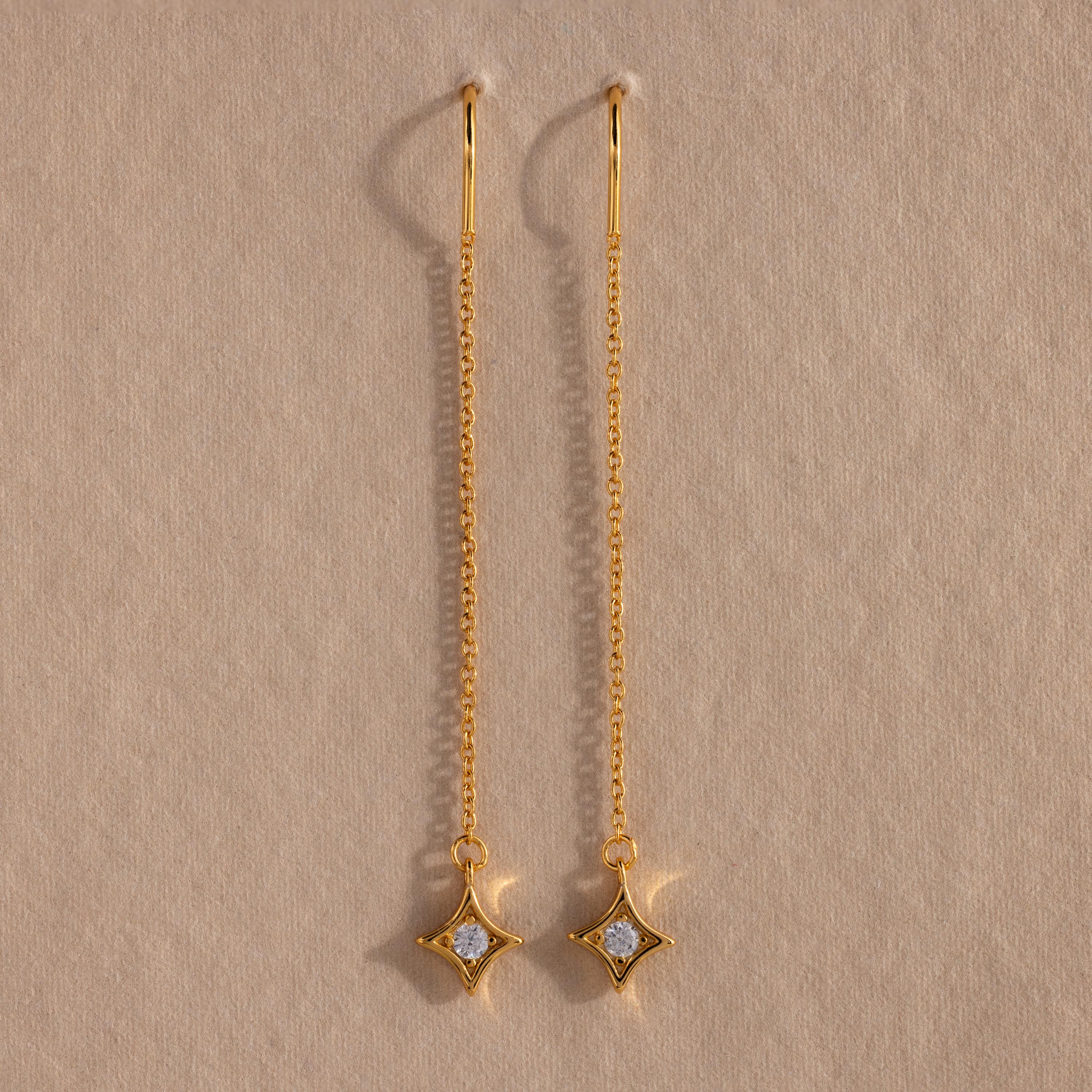 Cosmic Star Threader Earrings in 18K Gold - Image 5