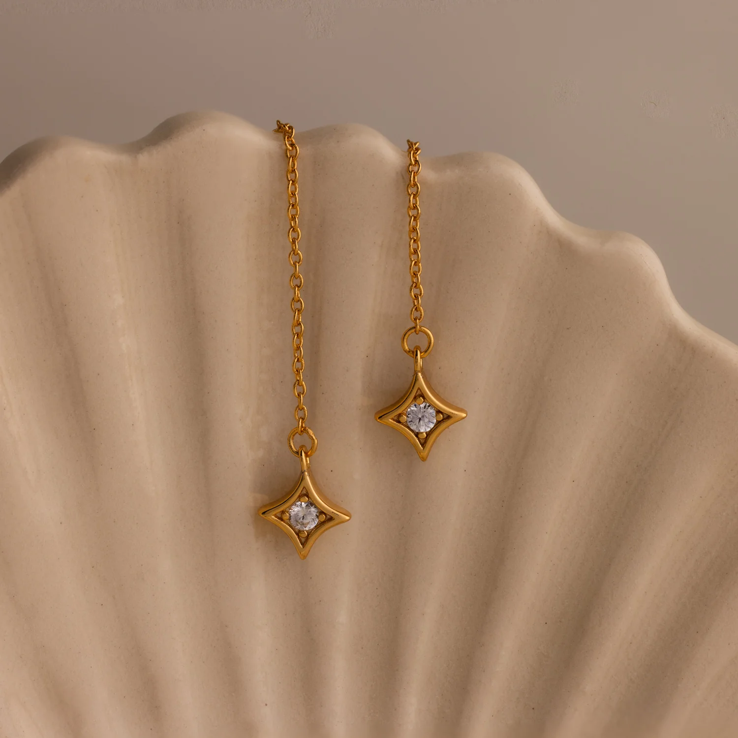 Cosmic Star Threader Earrings in 18K Gold - Image 7