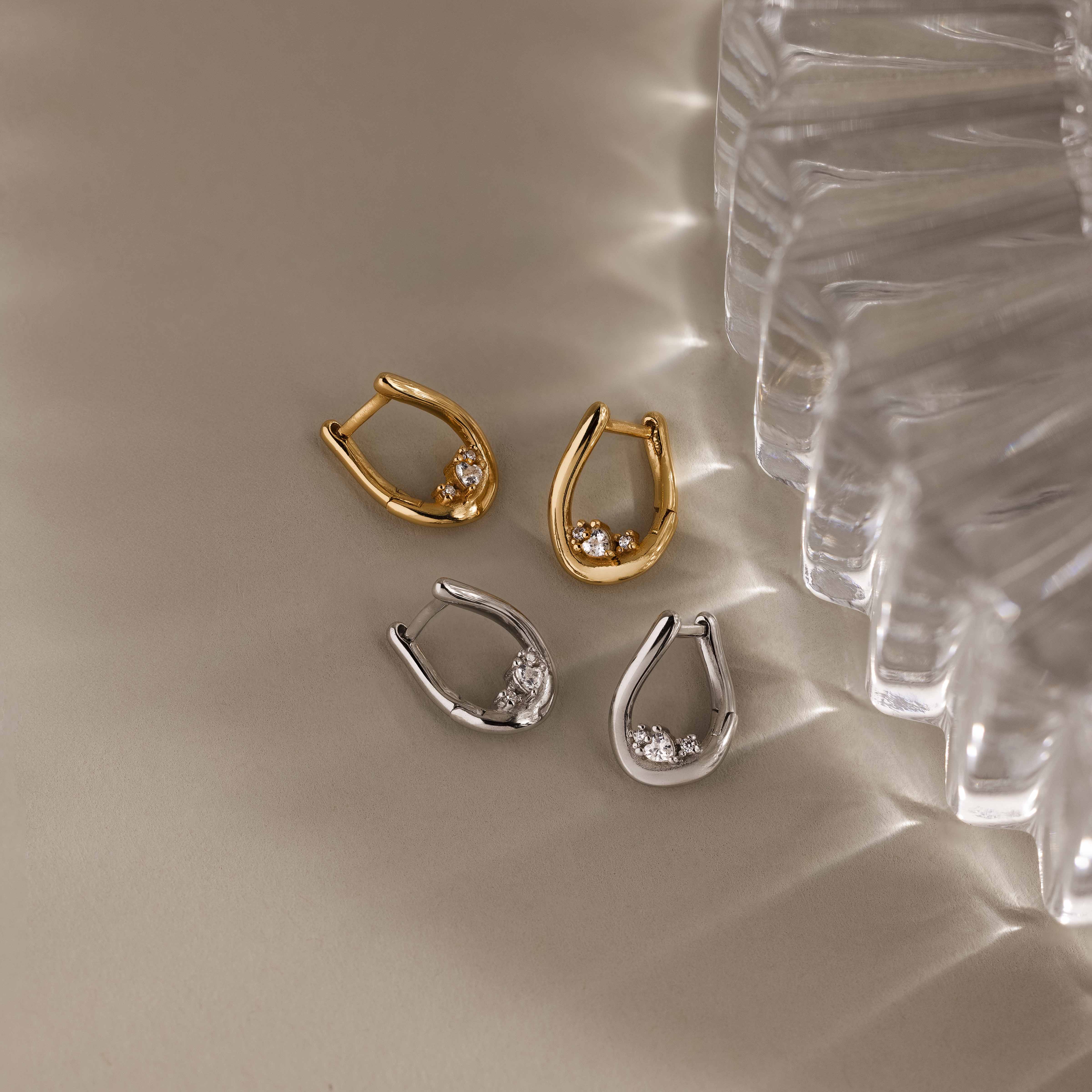 Curved Diamond Teardrop Hoops - Image 9