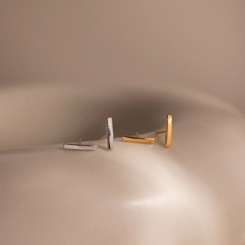 Dainty Bar Studs in Silver - Image 6