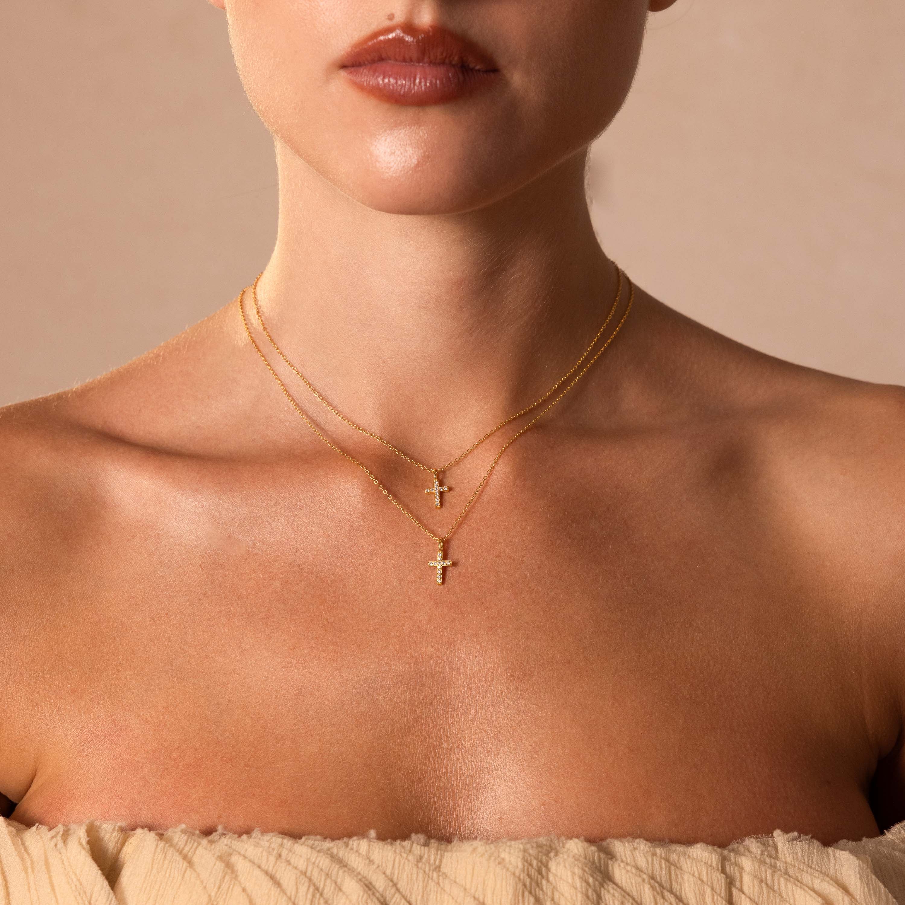 Dainty Diamond Cross Necklace - Image 8