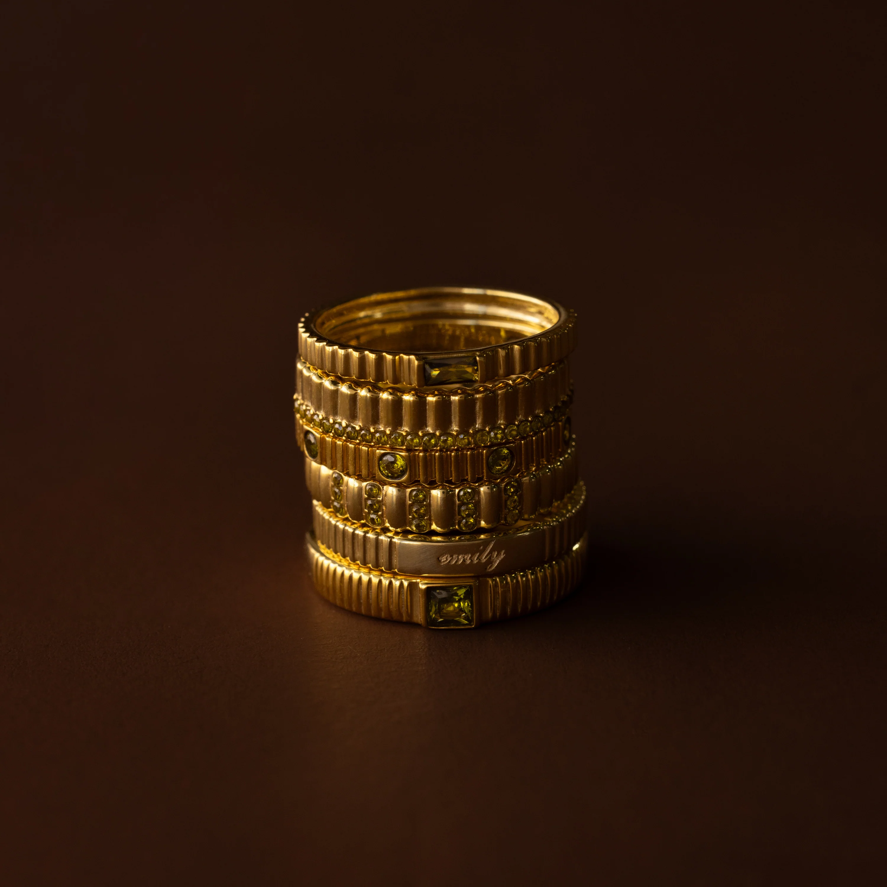 Dainty Ribbed Birthstone Ring - Image 9