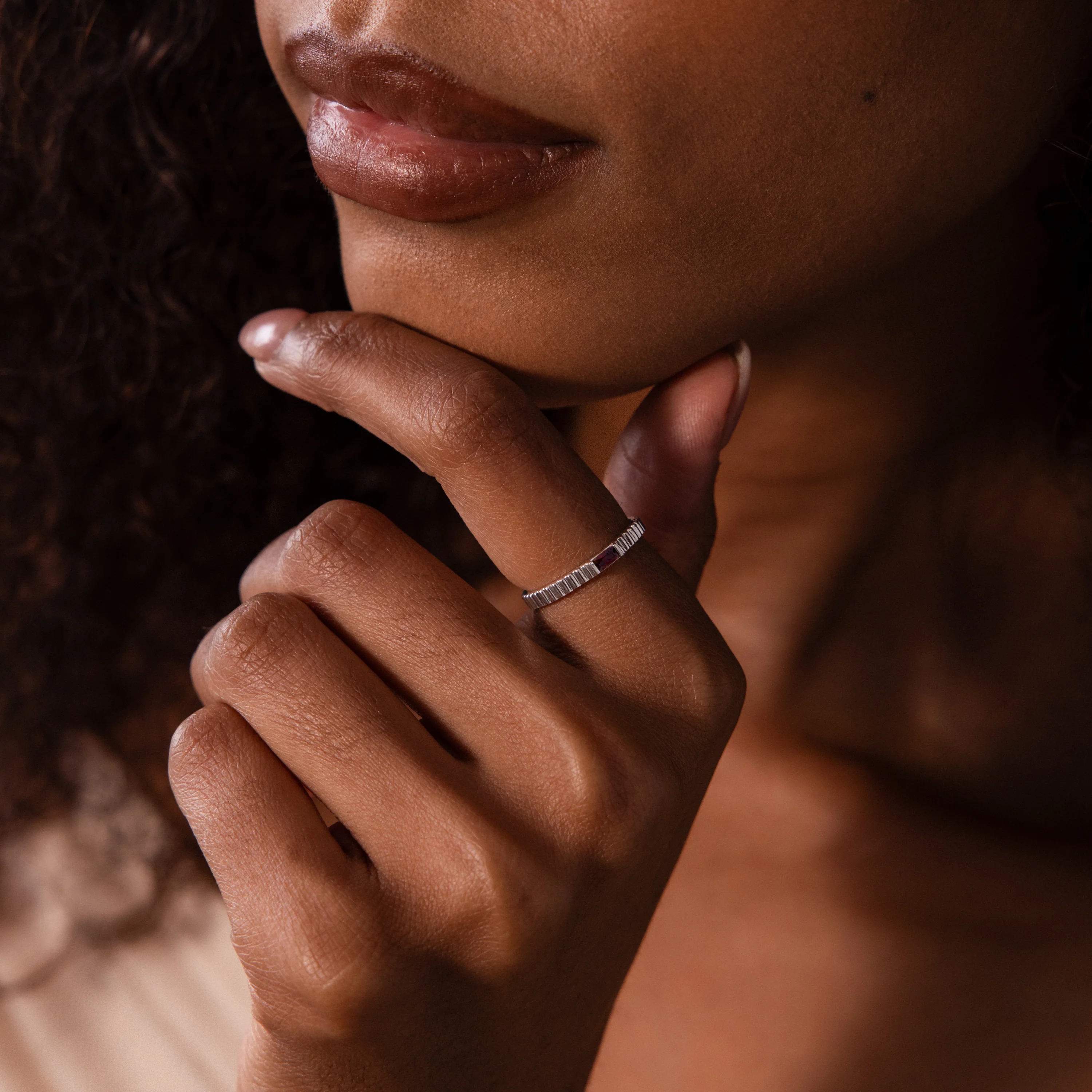 Dainty Ribbed Topaz Ring - Image 4