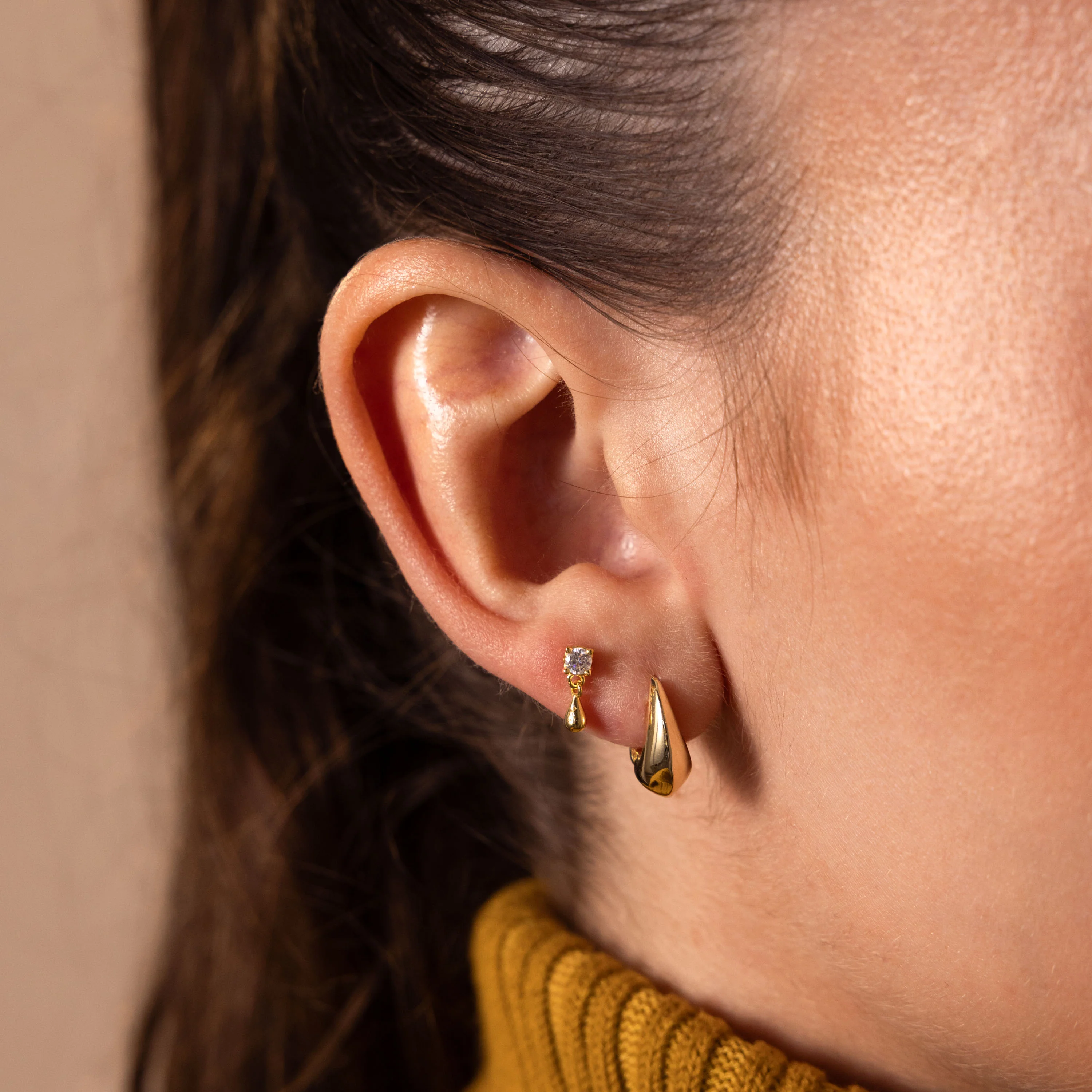 Diamond Droplet Studs in 18K Gold - Image 4