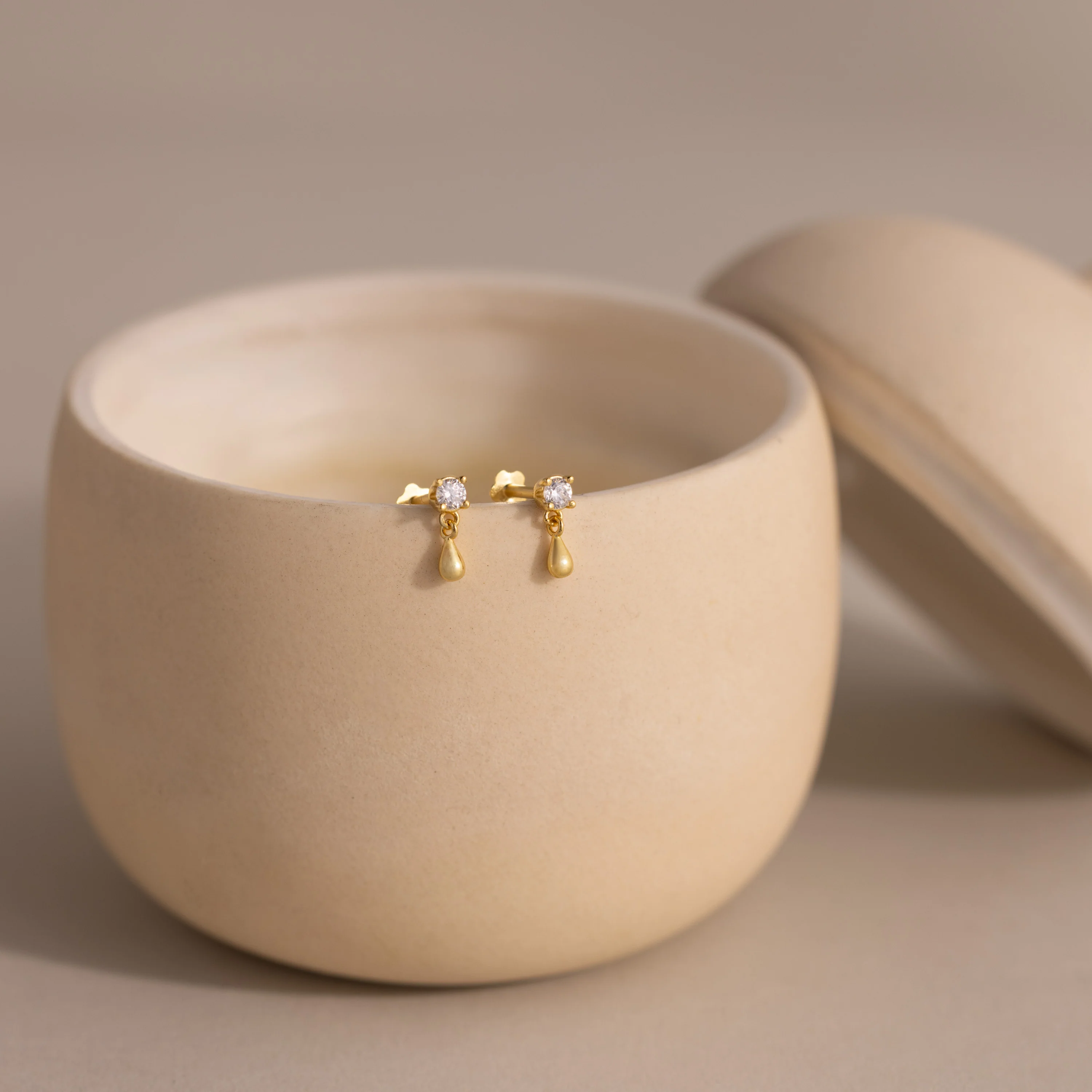 Diamond Droplet Studs in 18K Gold - Image 5