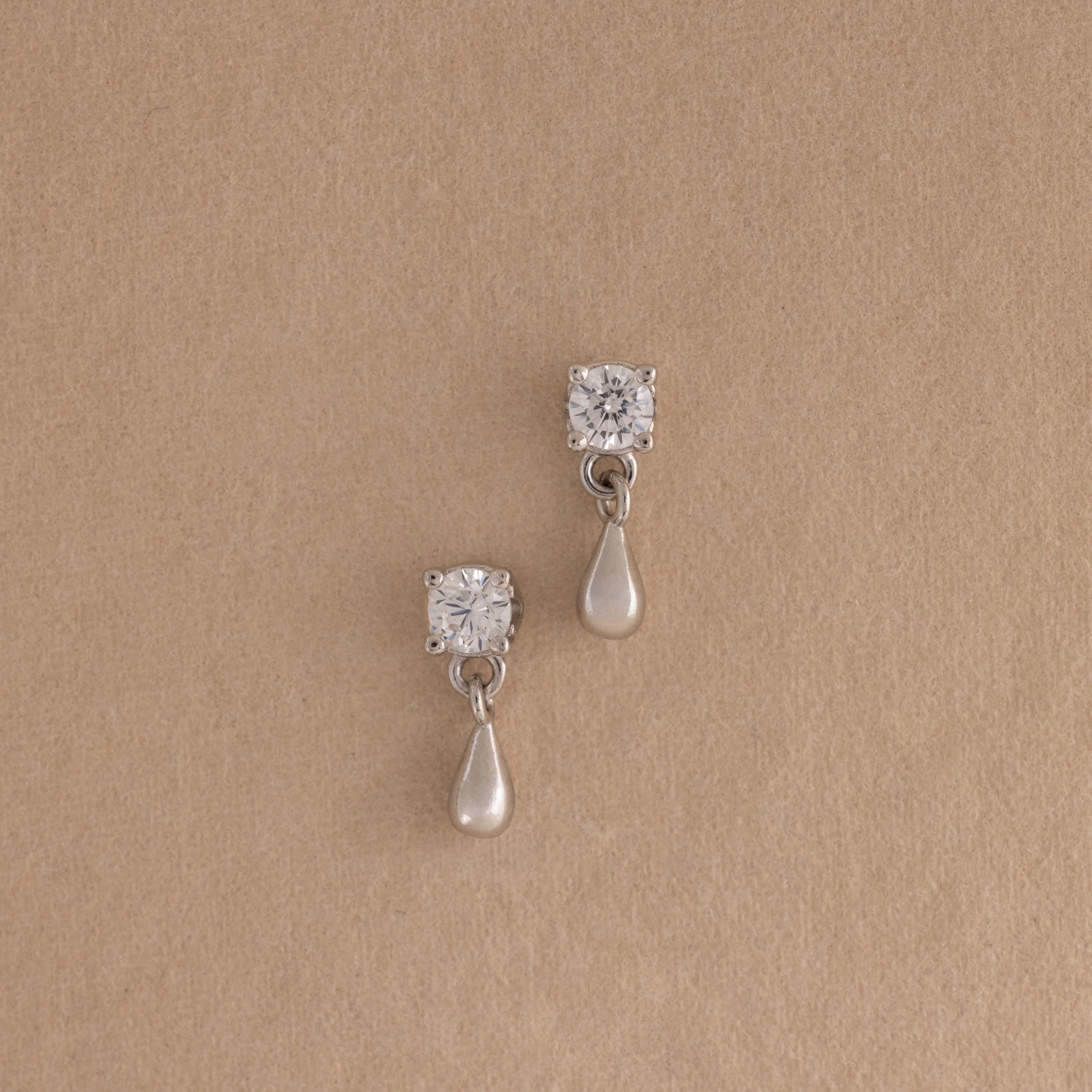 Diamond Droplet Studs in Silver - Image 3