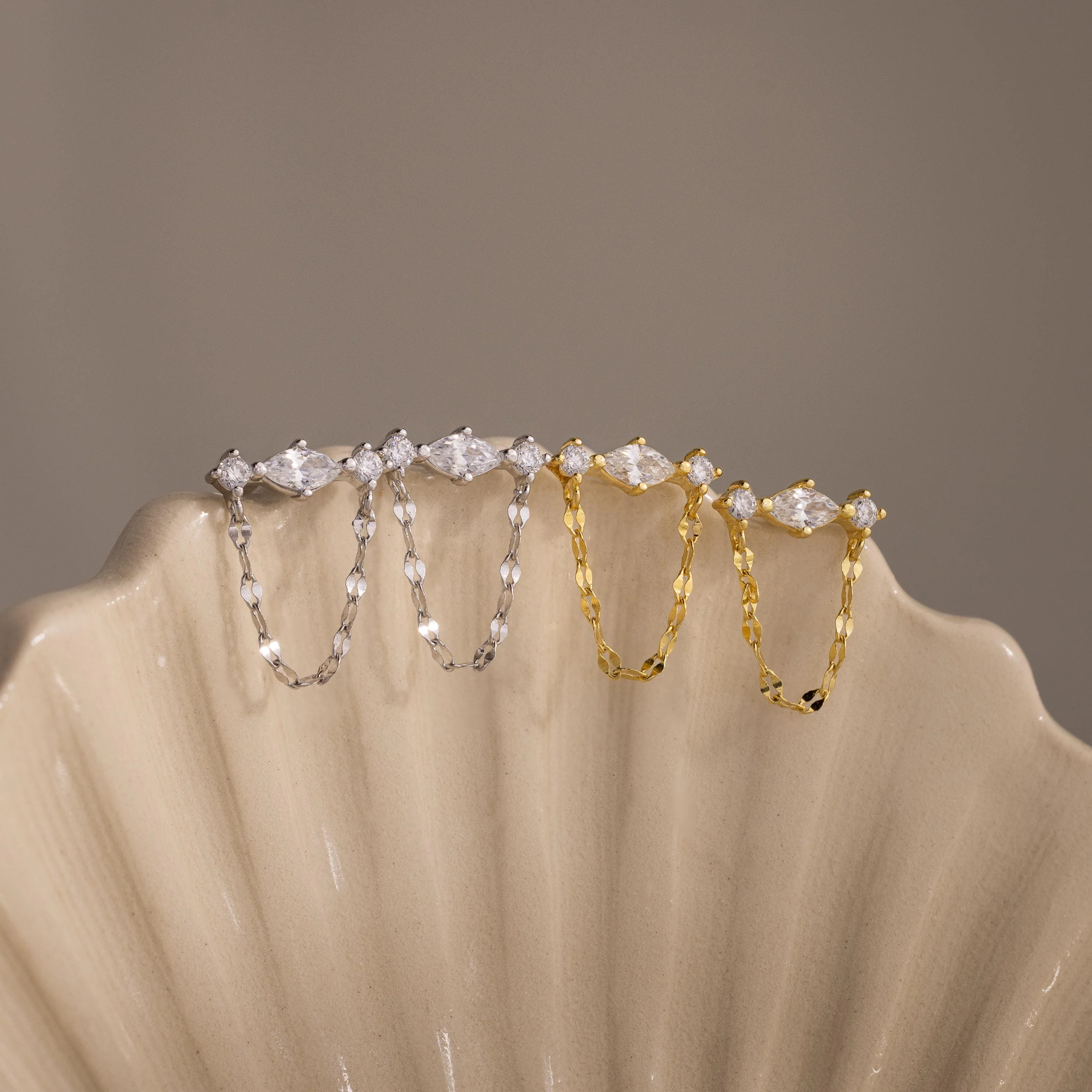 Diamond Marquise Chain Flat Back Studs - Image 4