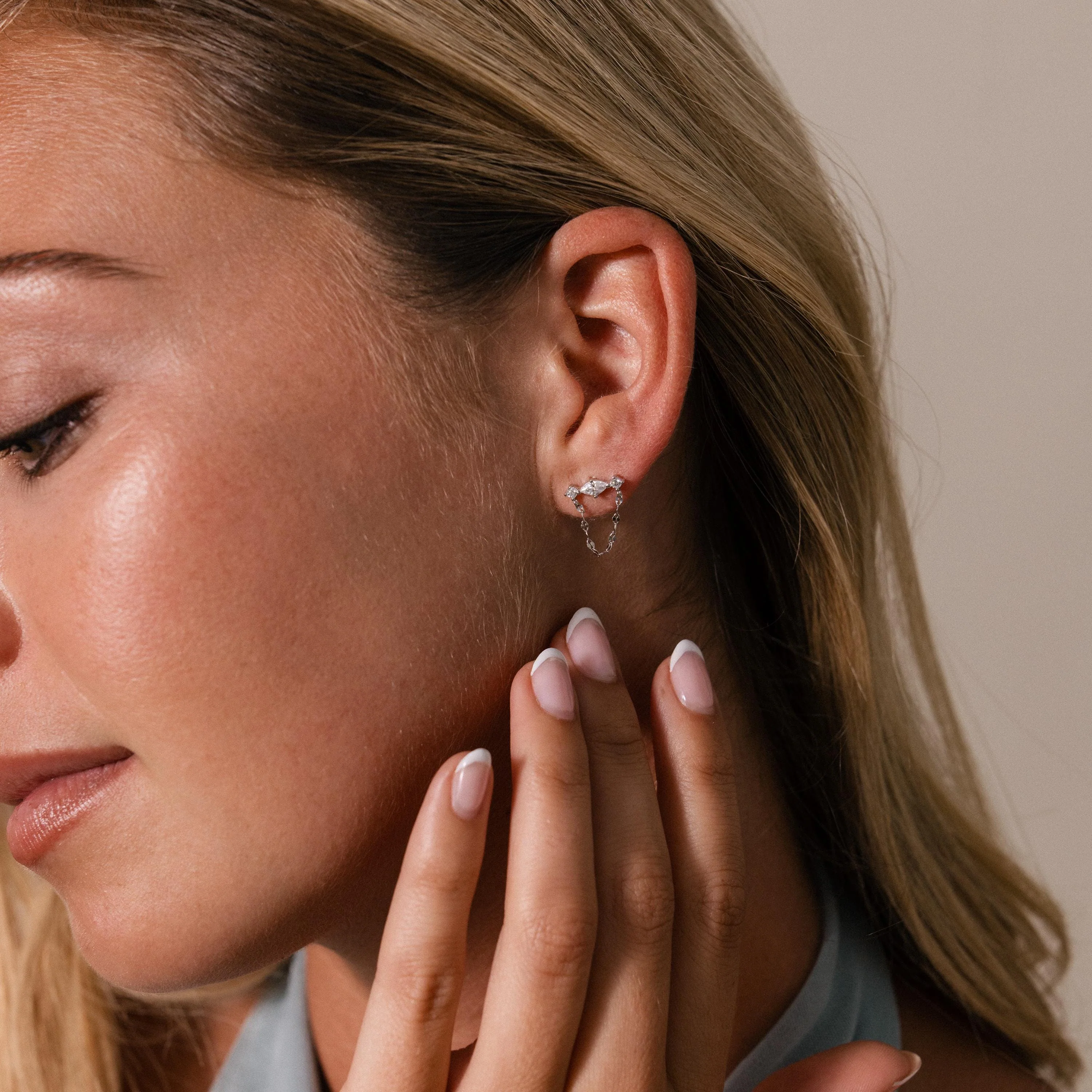 Diamond Marquise Chain Flat Back Studs - Image 7
