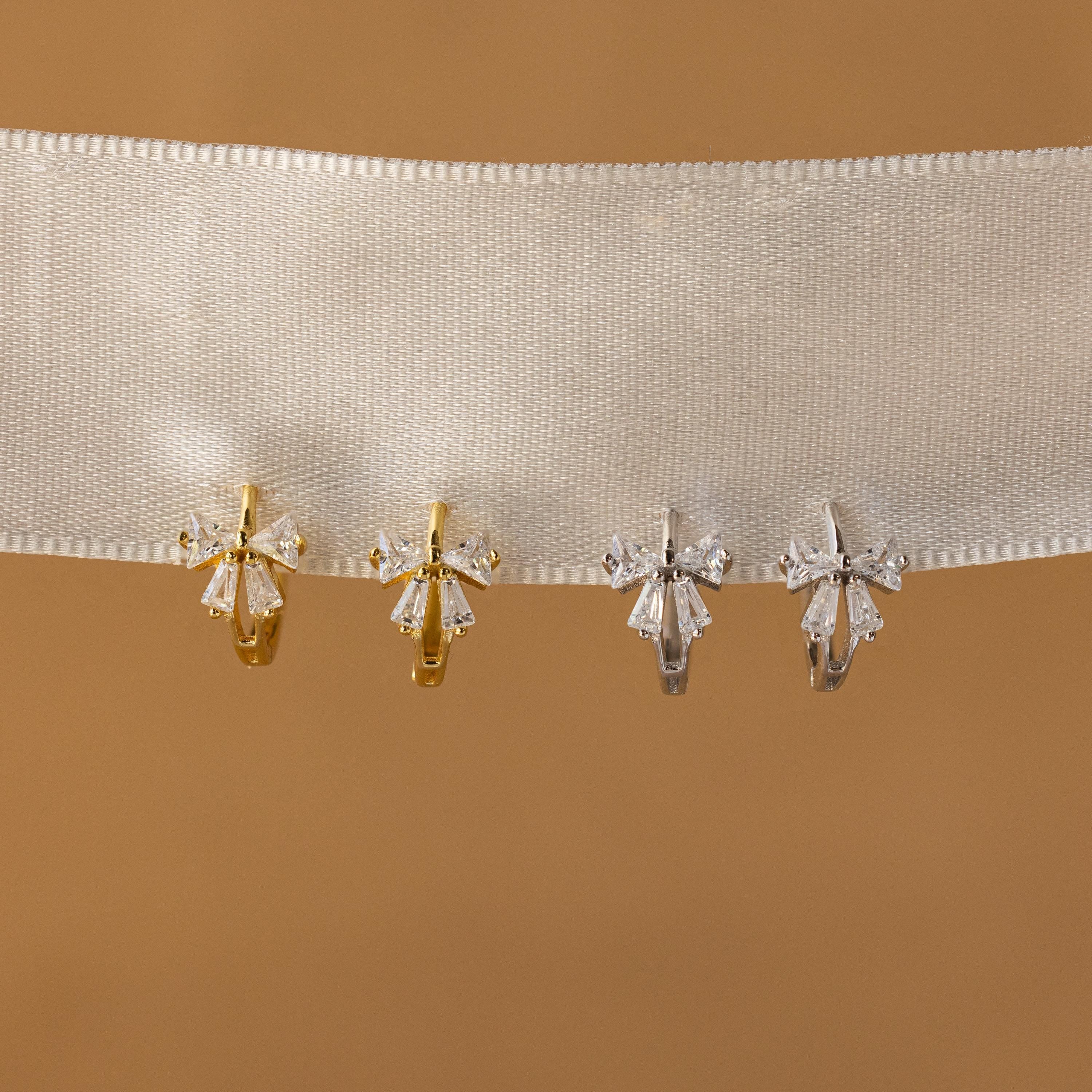 Diamond Ribbon Bow Huggies - Image 5