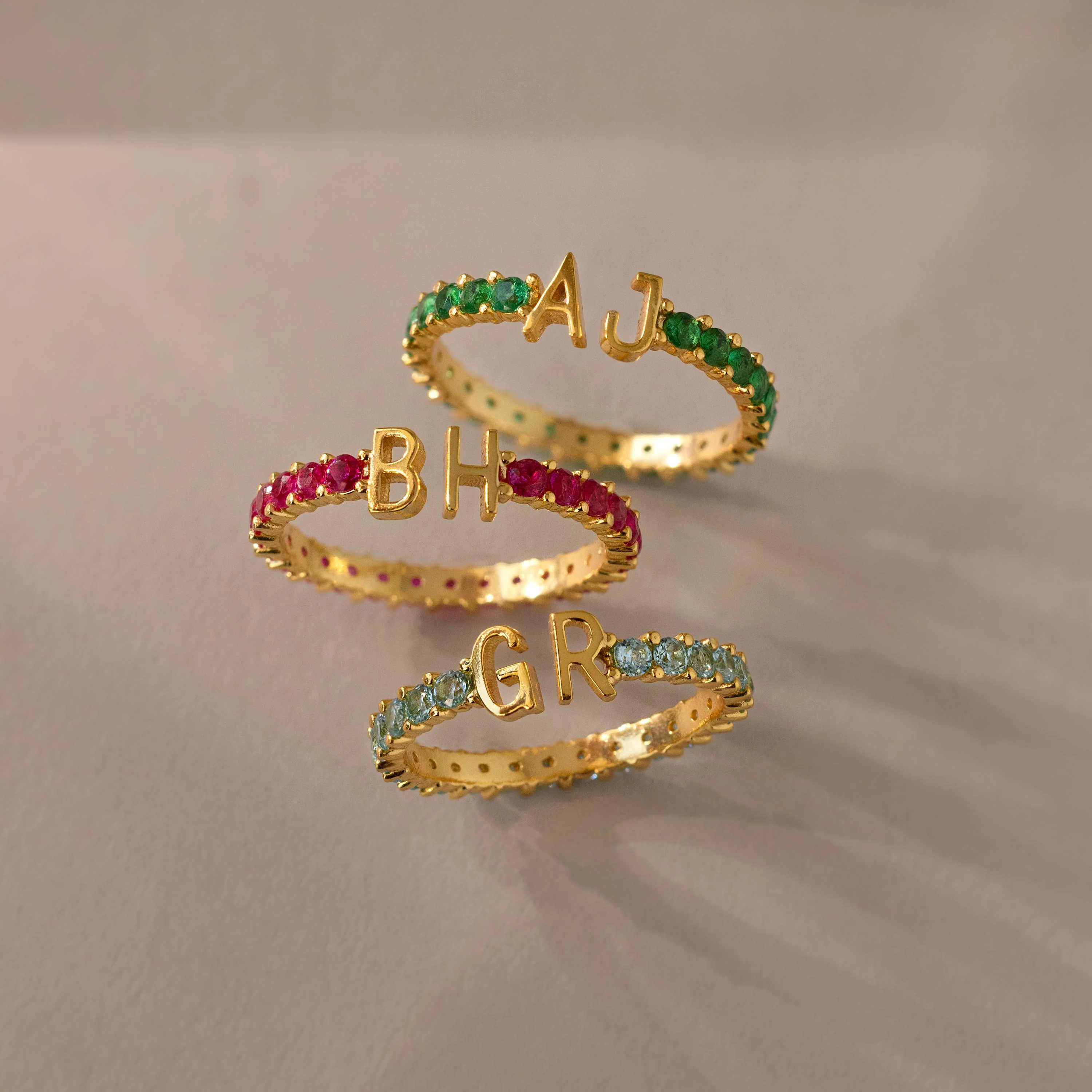 Duo Initial Garnet Tennis Ring - Image 3