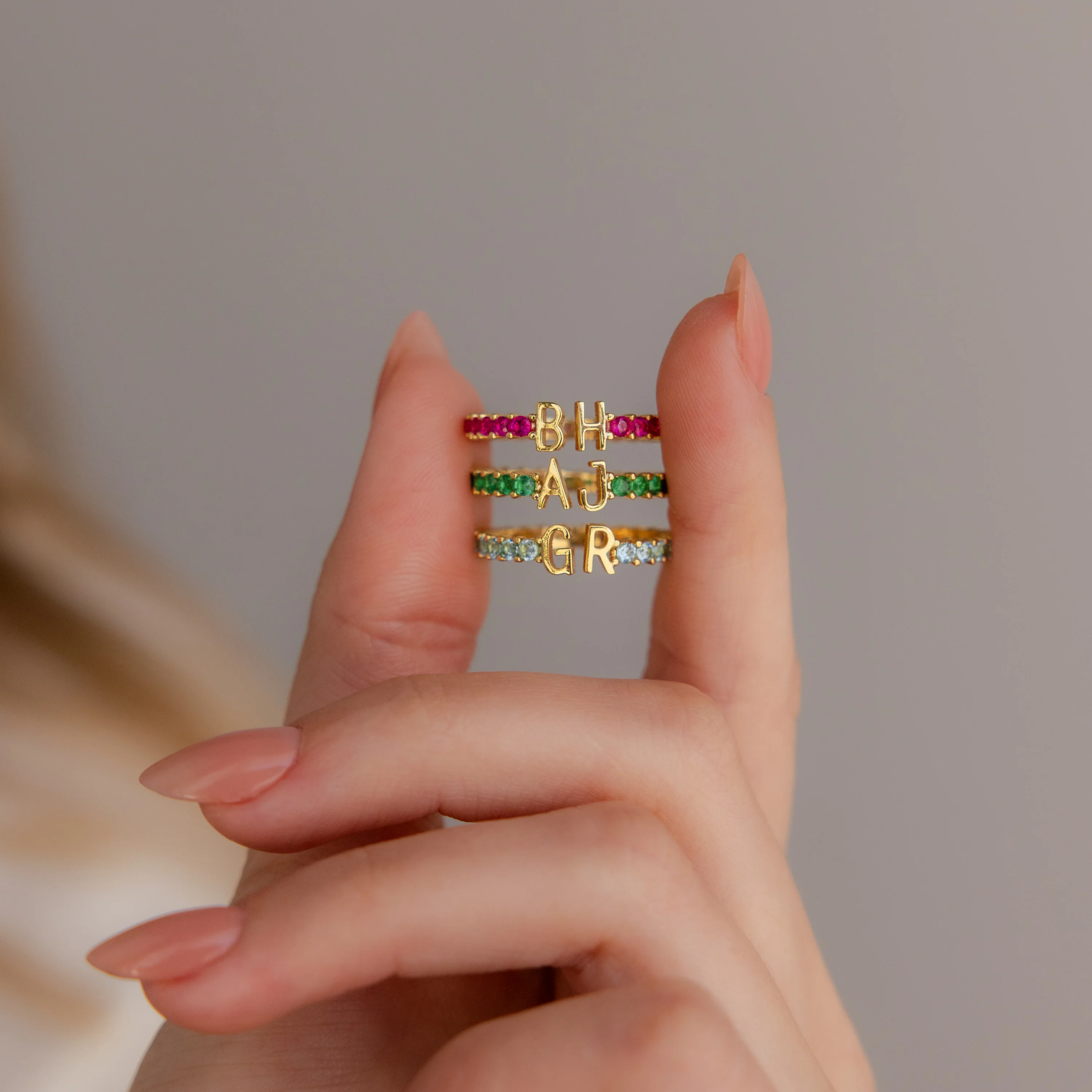 Duo Initial Garnet Tennis Ring - Image 5