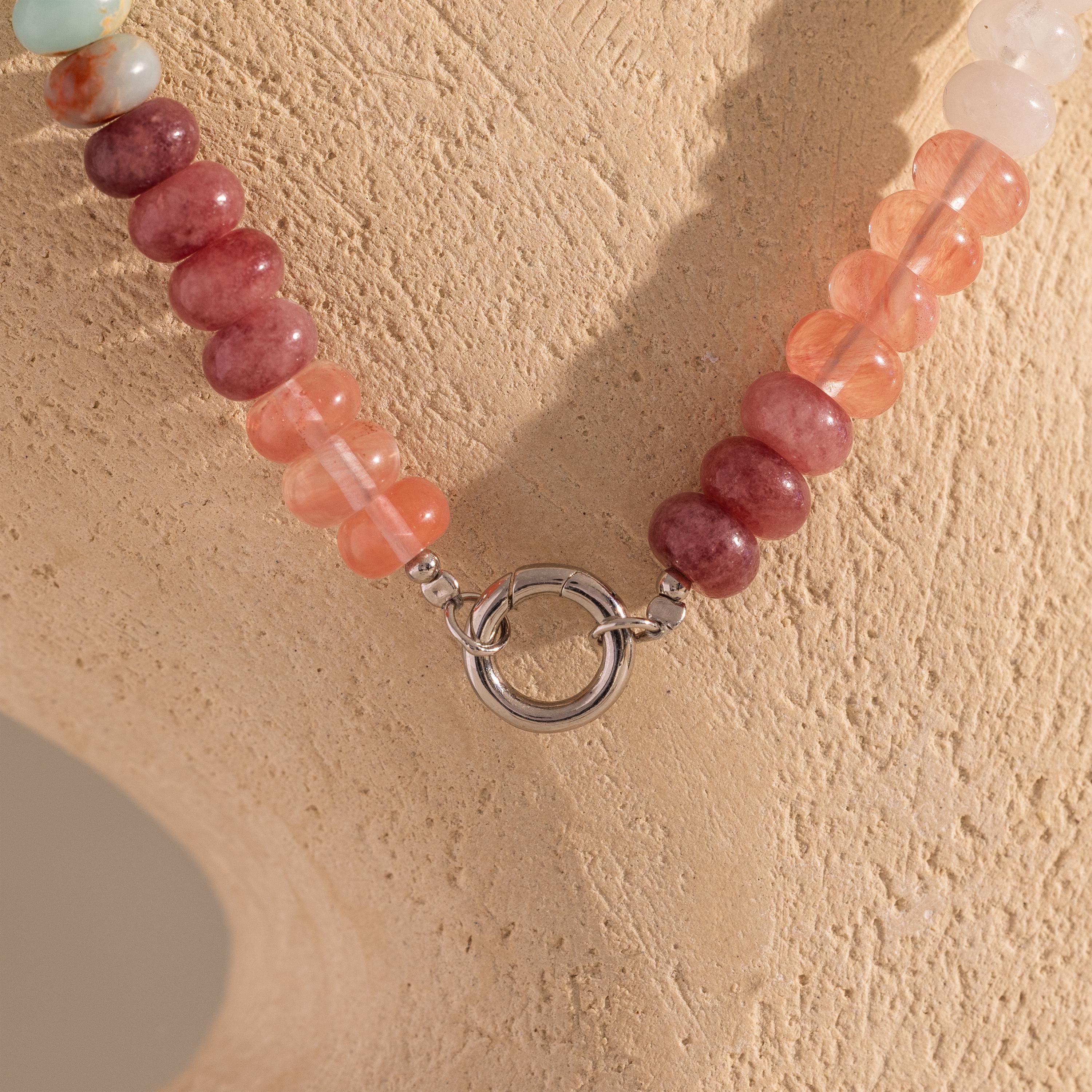 Ember Beaded Charm Necklace in Silver - Image 3