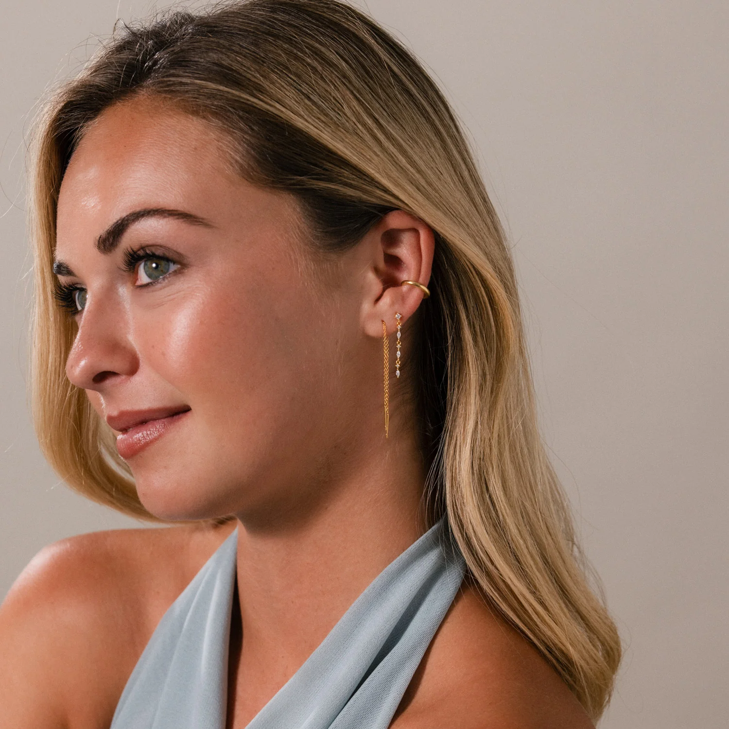 Essential Threader Earrings in 18K Gold - Image 6