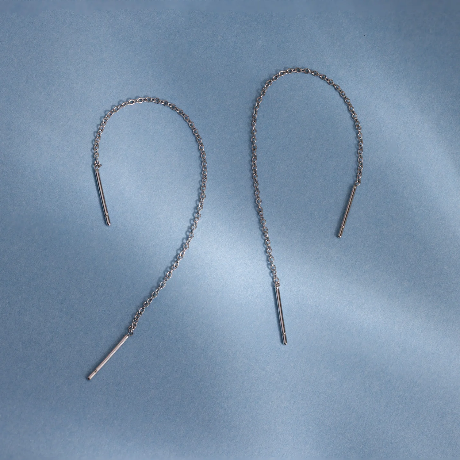 Essential Threader Earrings in Silver - Image 3