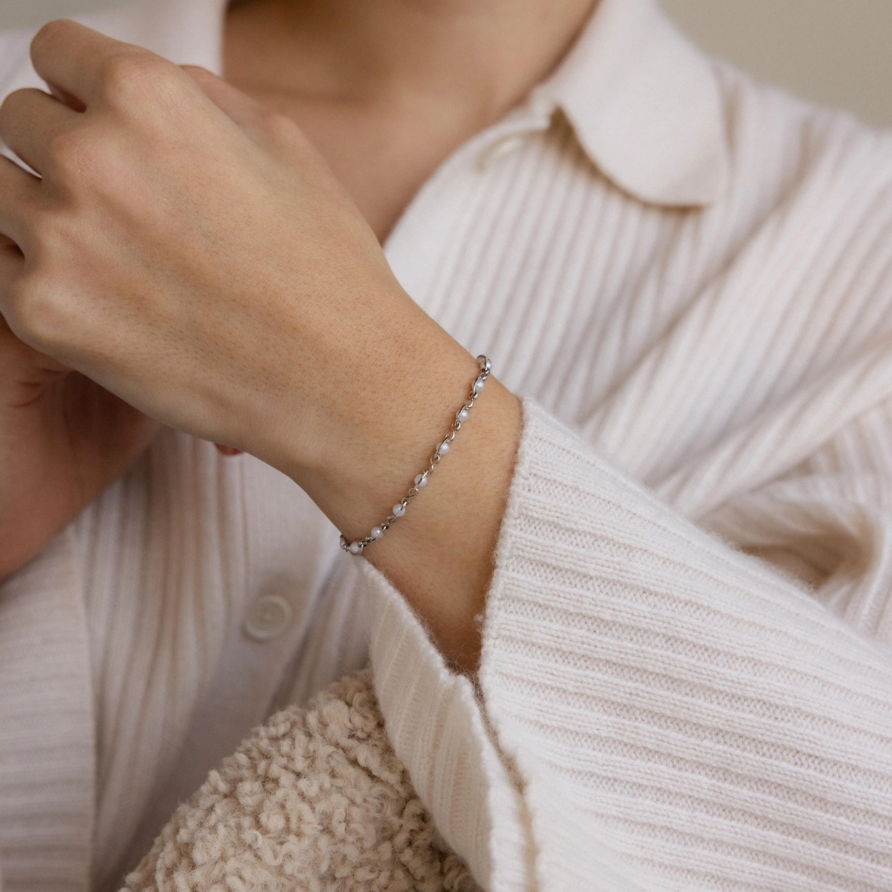 Eternity Pearl Bracelet in Silver - Image 2