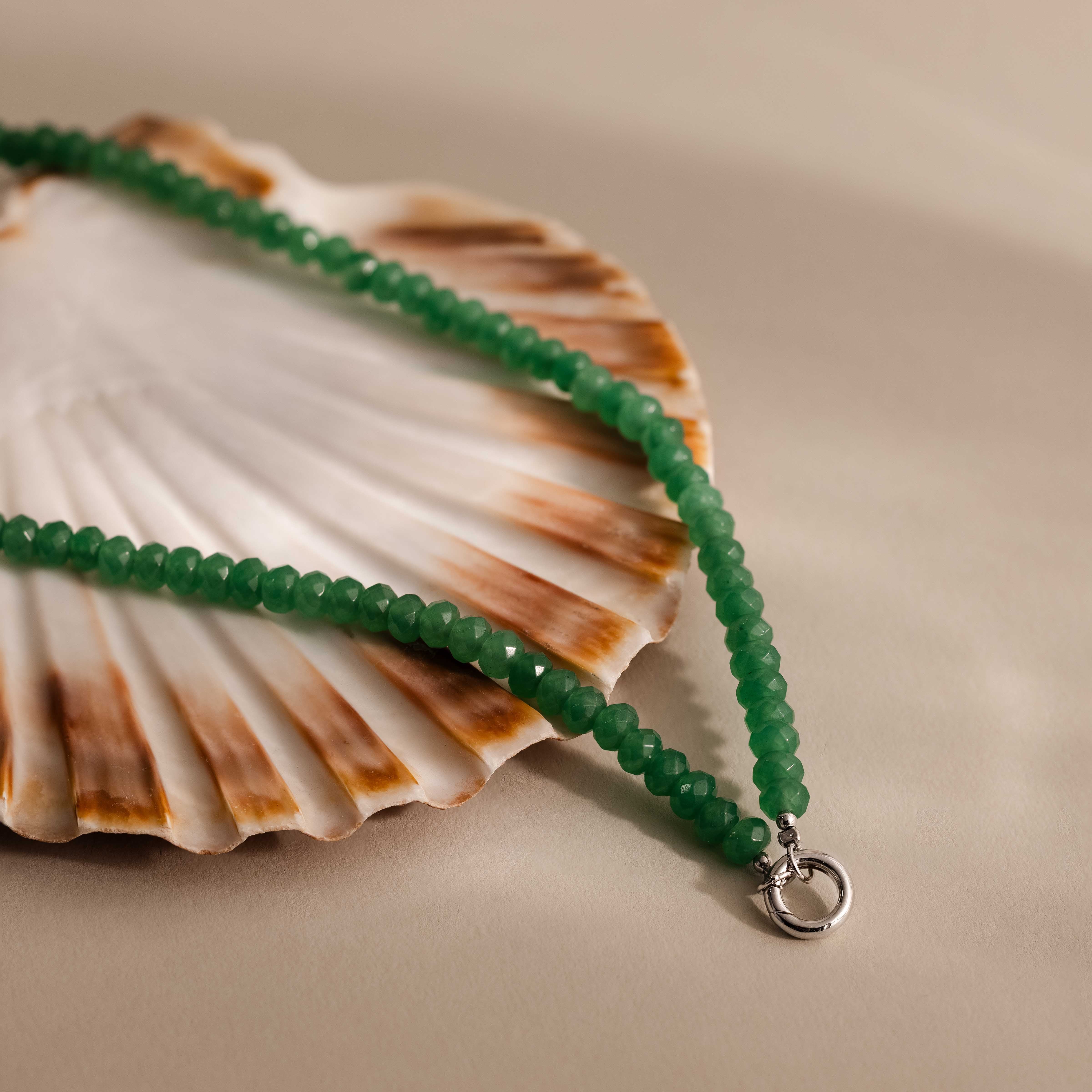 Evergreen Beaded Charm Necklace in Silver - Image 3