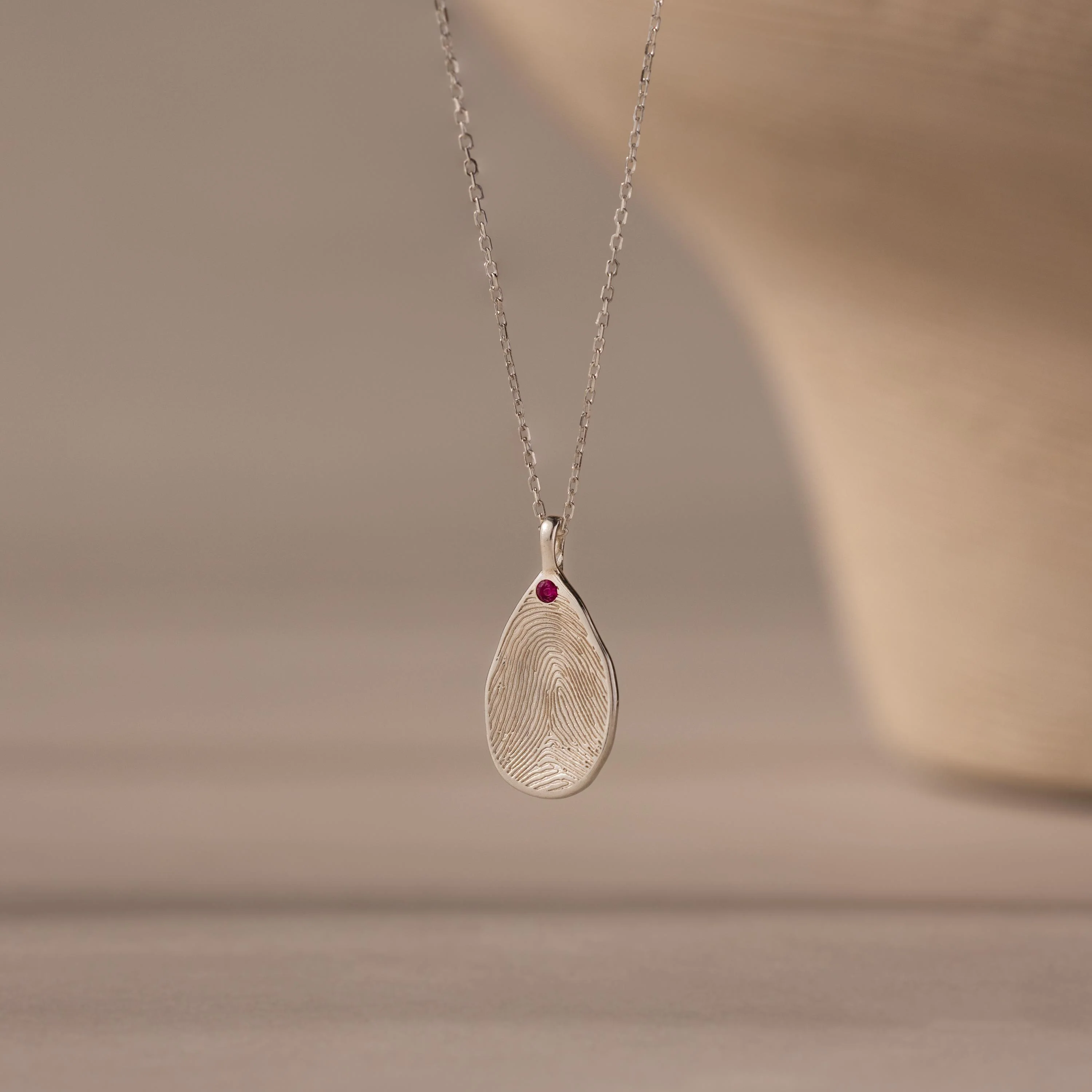 Fingerprint Birthstone Teardrop Necklace - Image 3