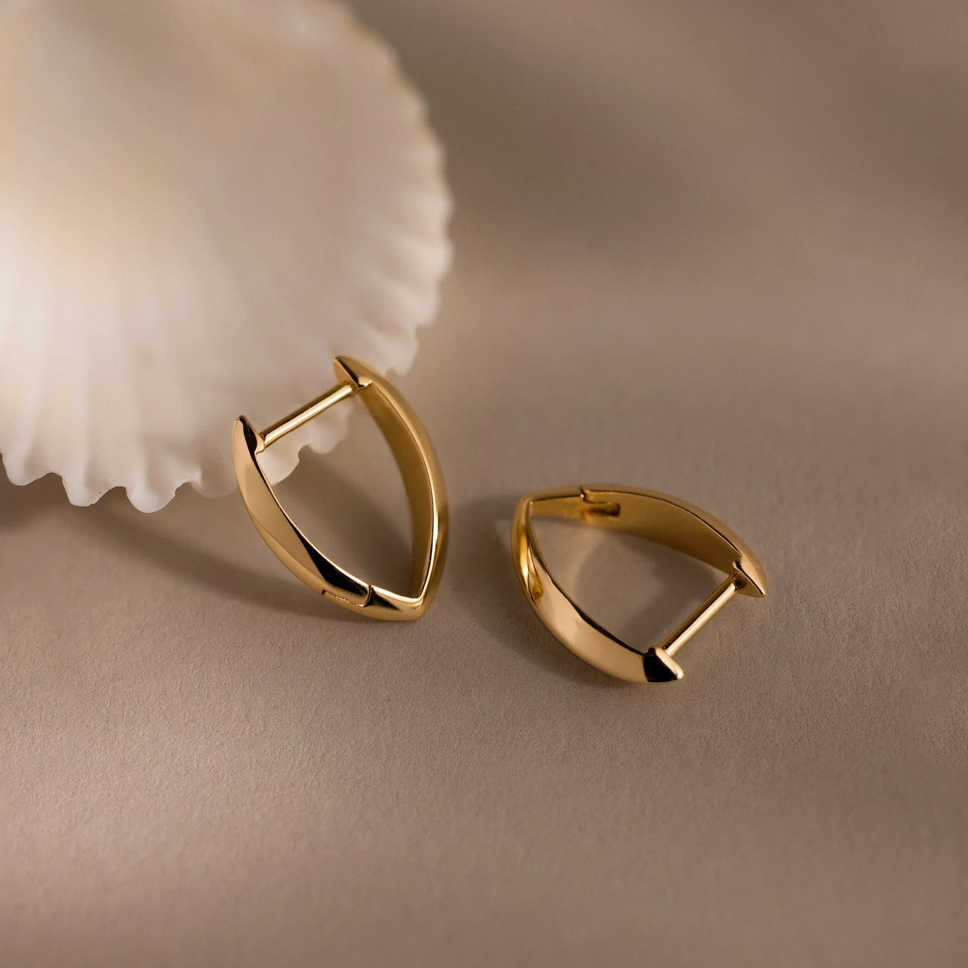 Geometric Leaf Hoop Earrings