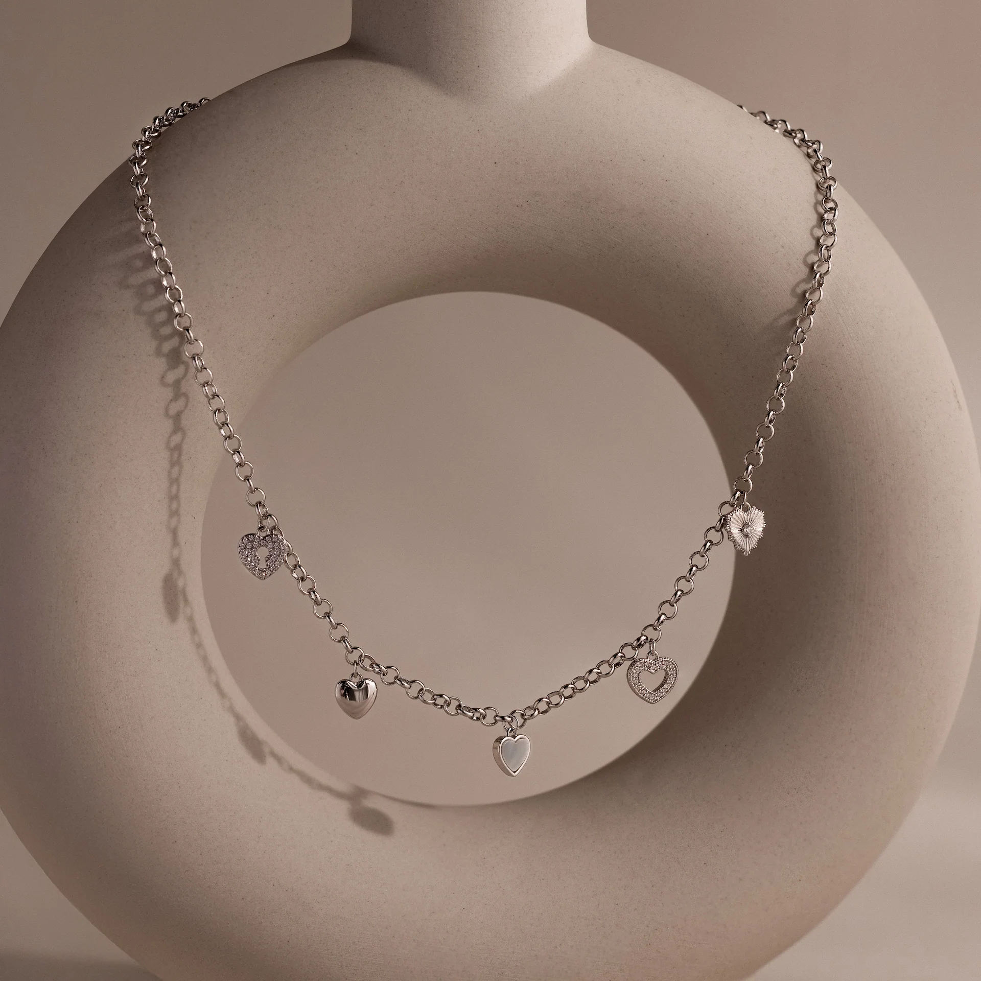 Heart Charm Necklace in Silver