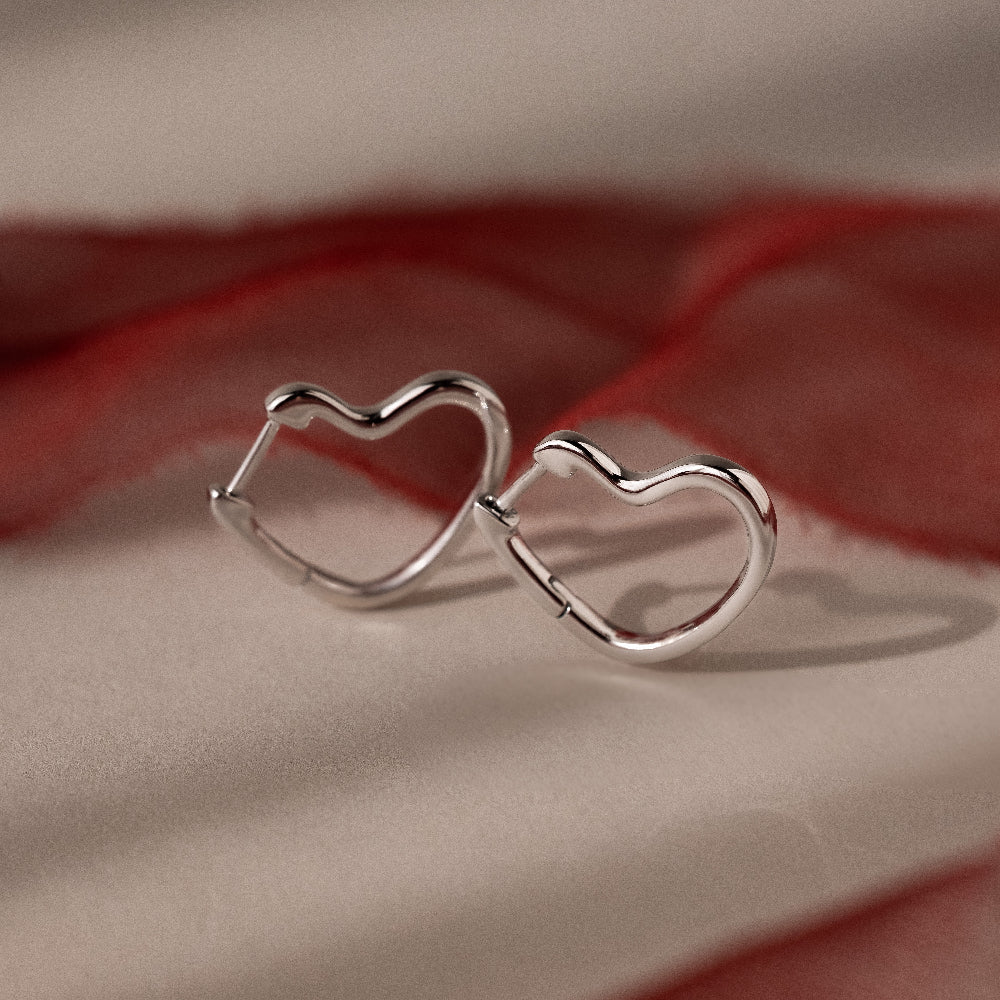 Heart Hoops in Silver