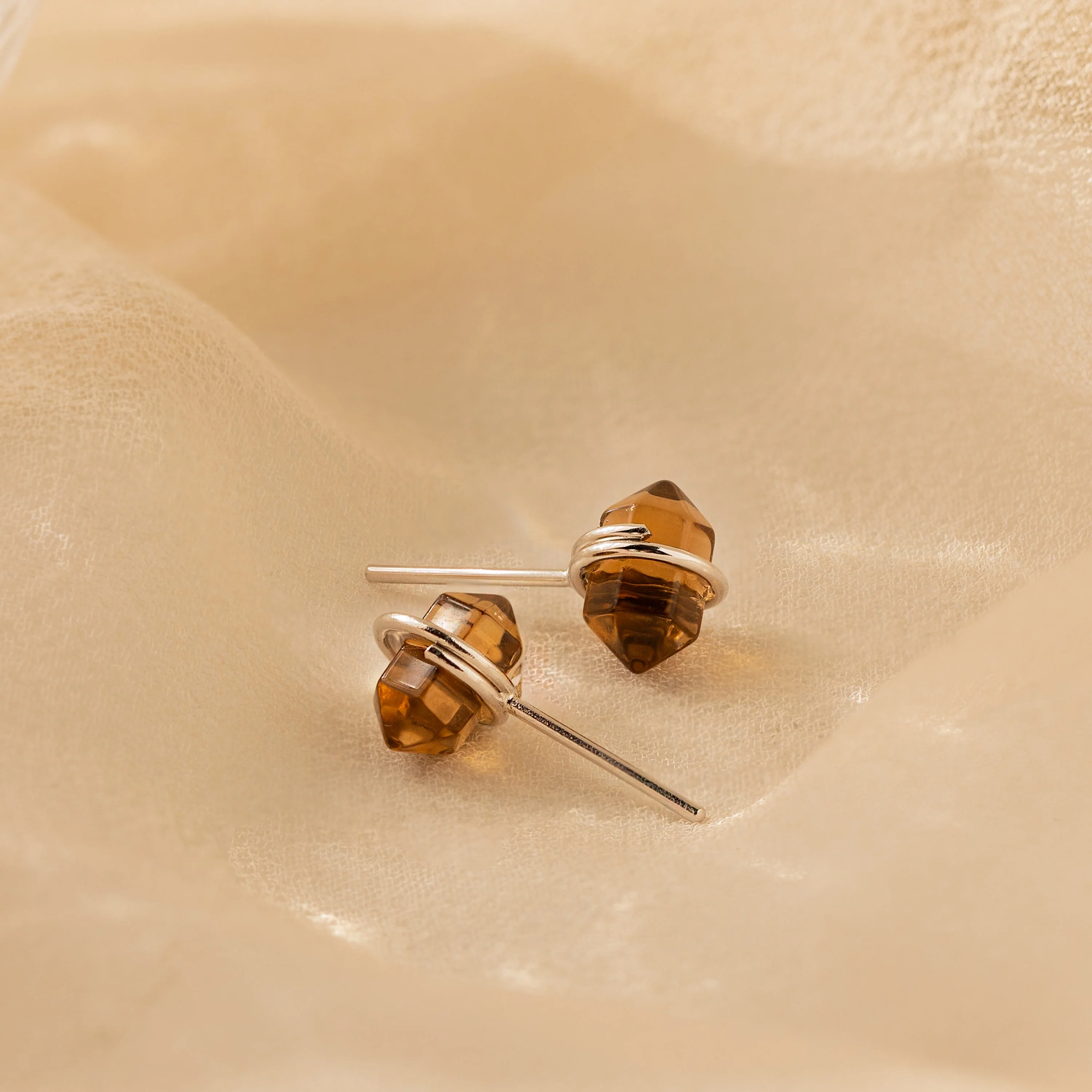 Herkimer Smoky Quartz Studs - Image 3