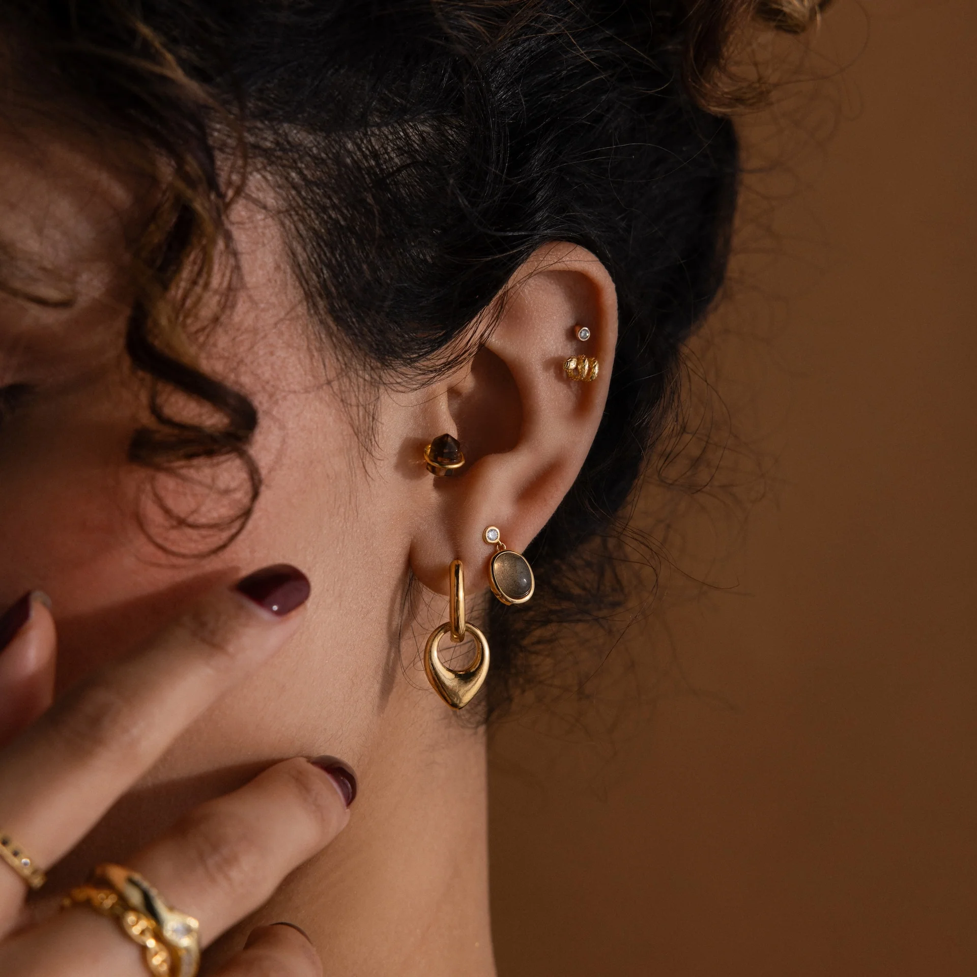 Herkimer Smoky Quartz Studs - Image 6