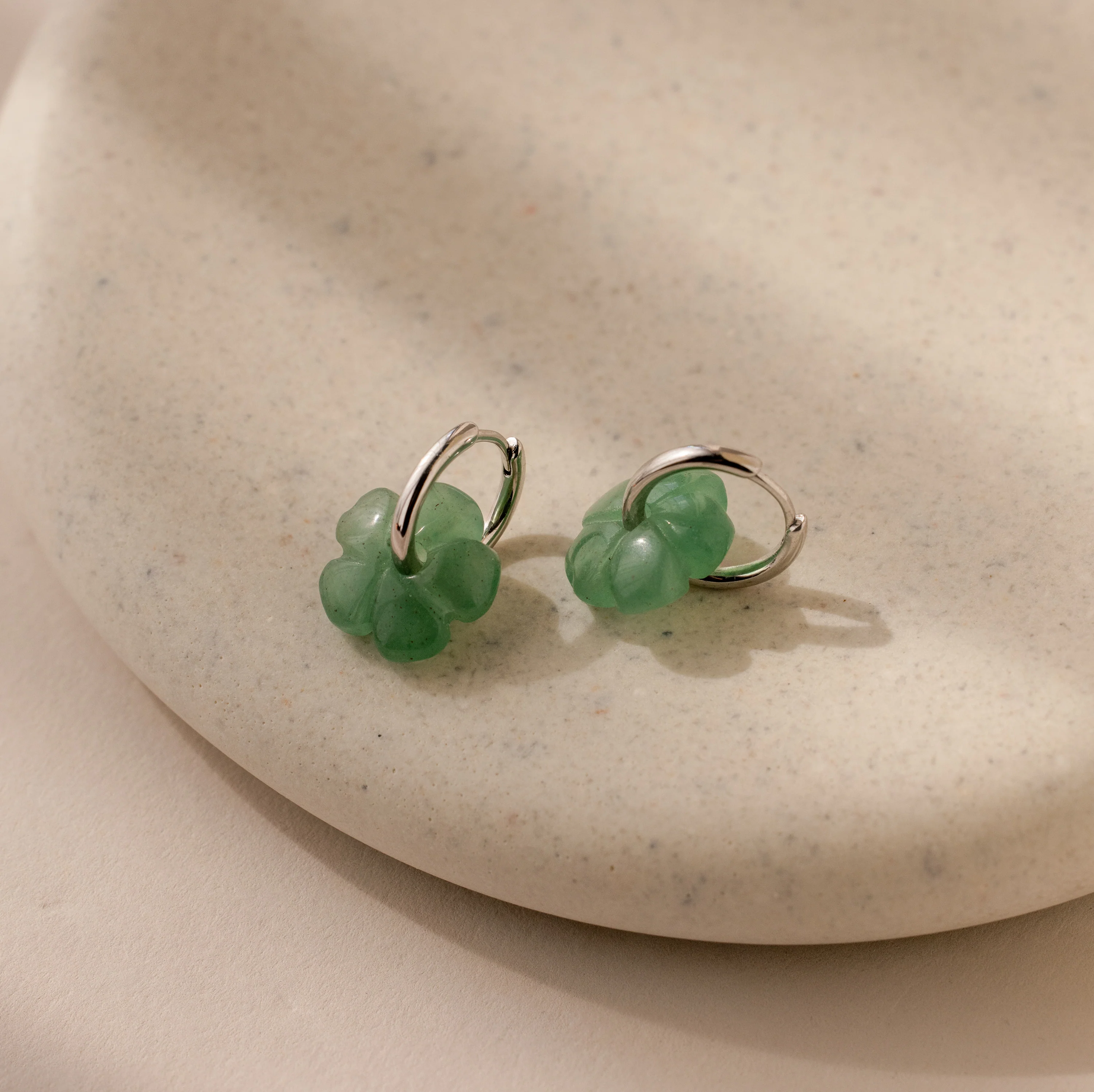 Jade Flower Hoops - Image 5