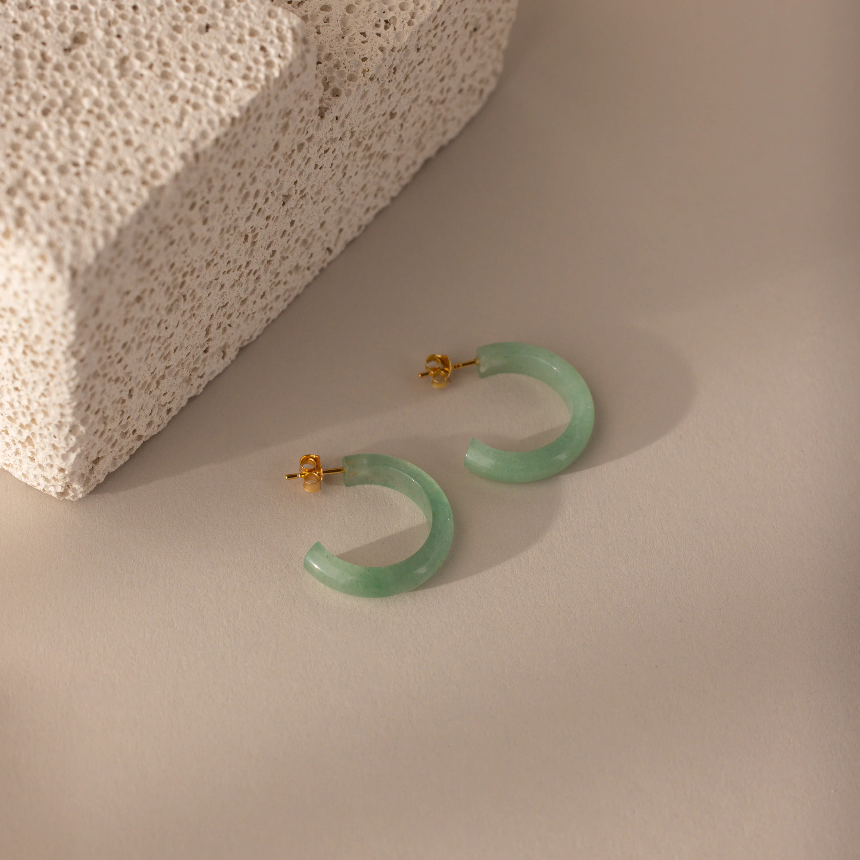 Jade Hoop Earrings in 18K Gold - Image 3