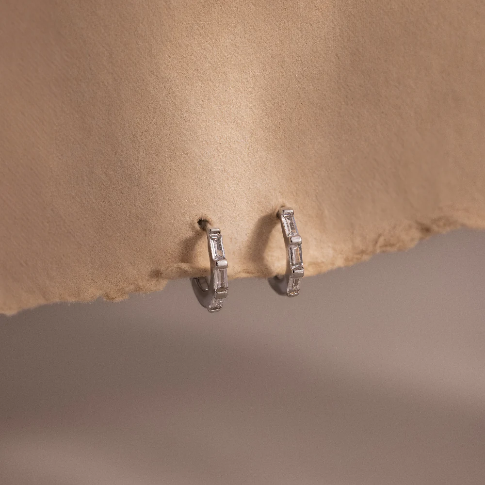 Kenia Diamond Huggies in Silver