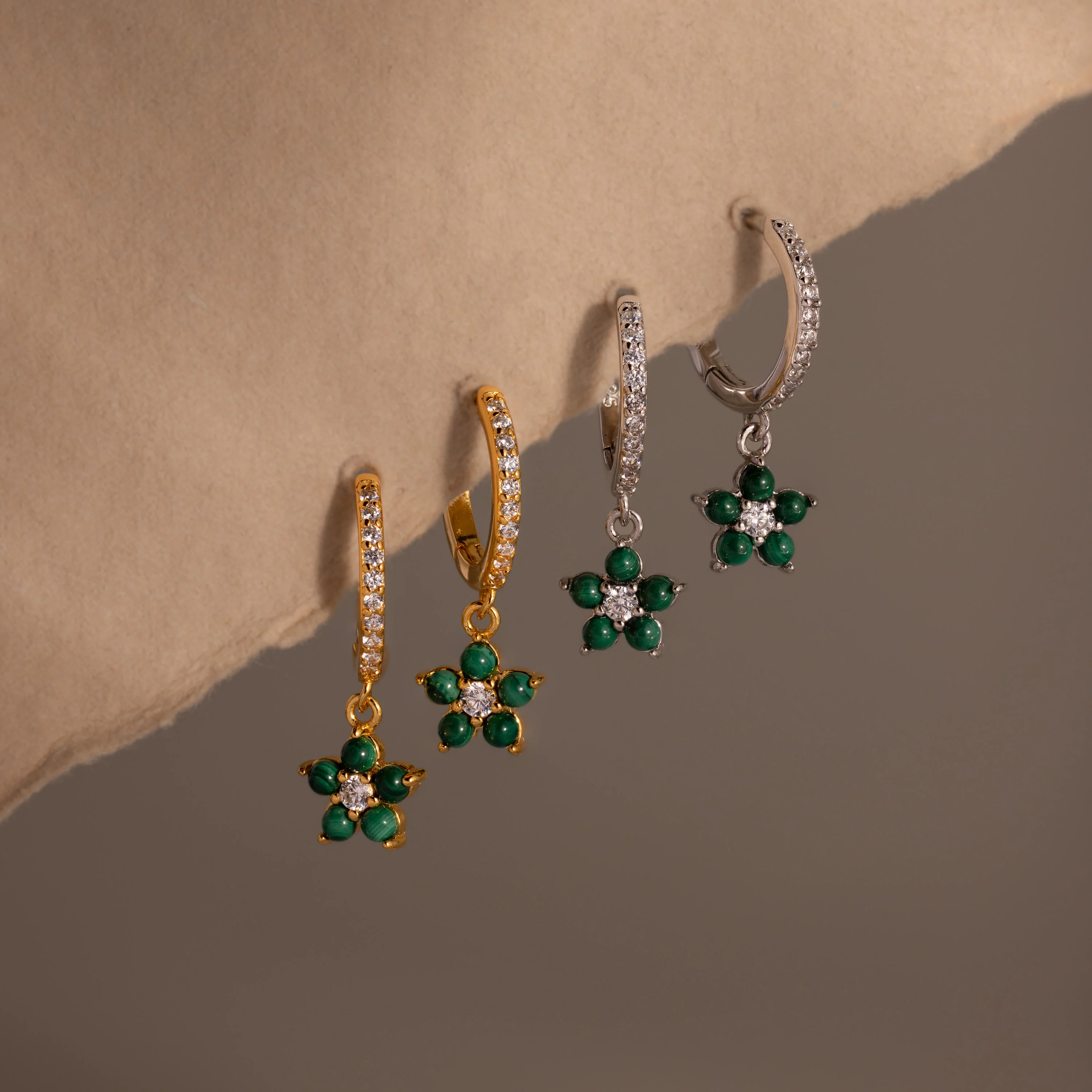 Malachite Blossom Drop Huggies - Image 7