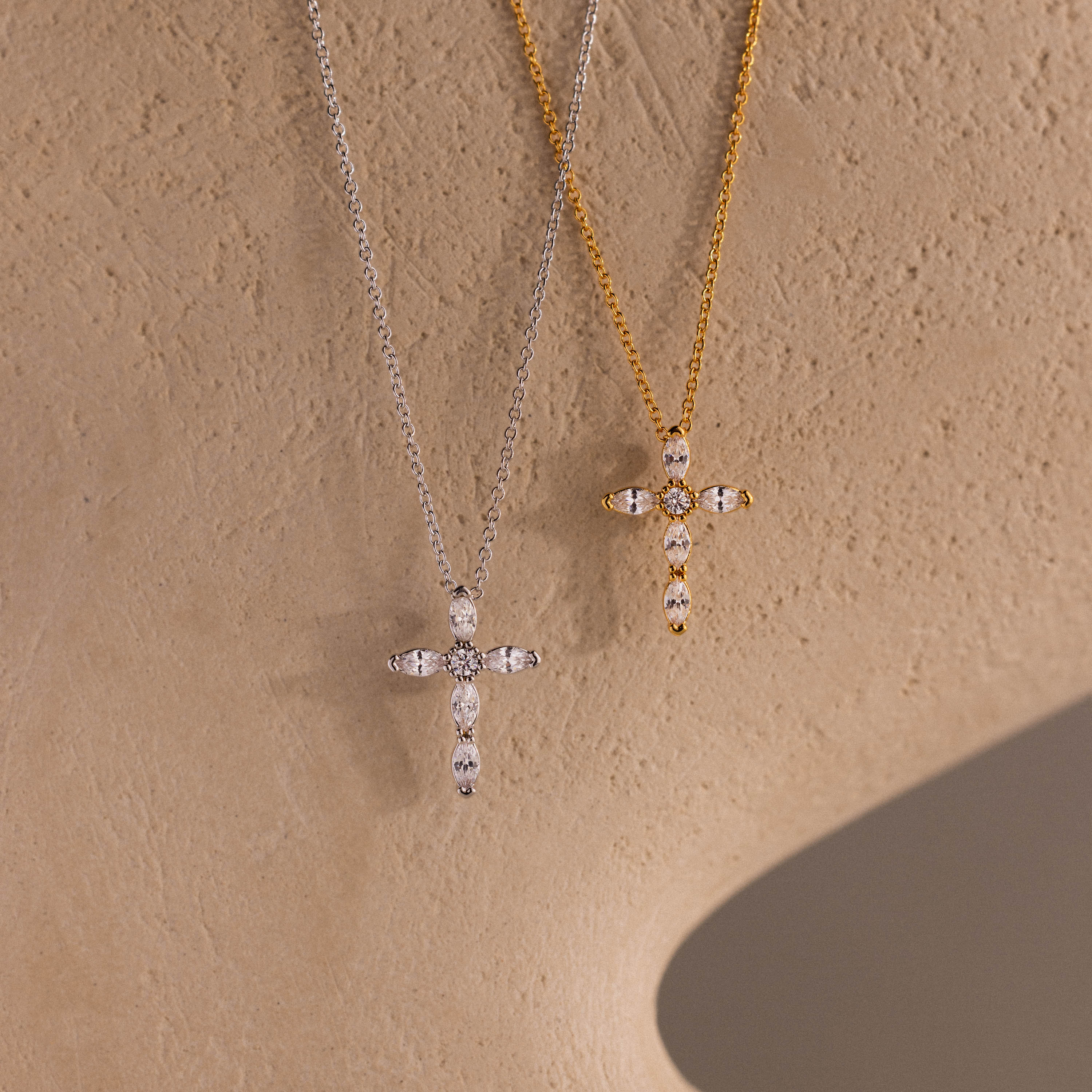 Marquise Diamond Cross Necklace - Image 5