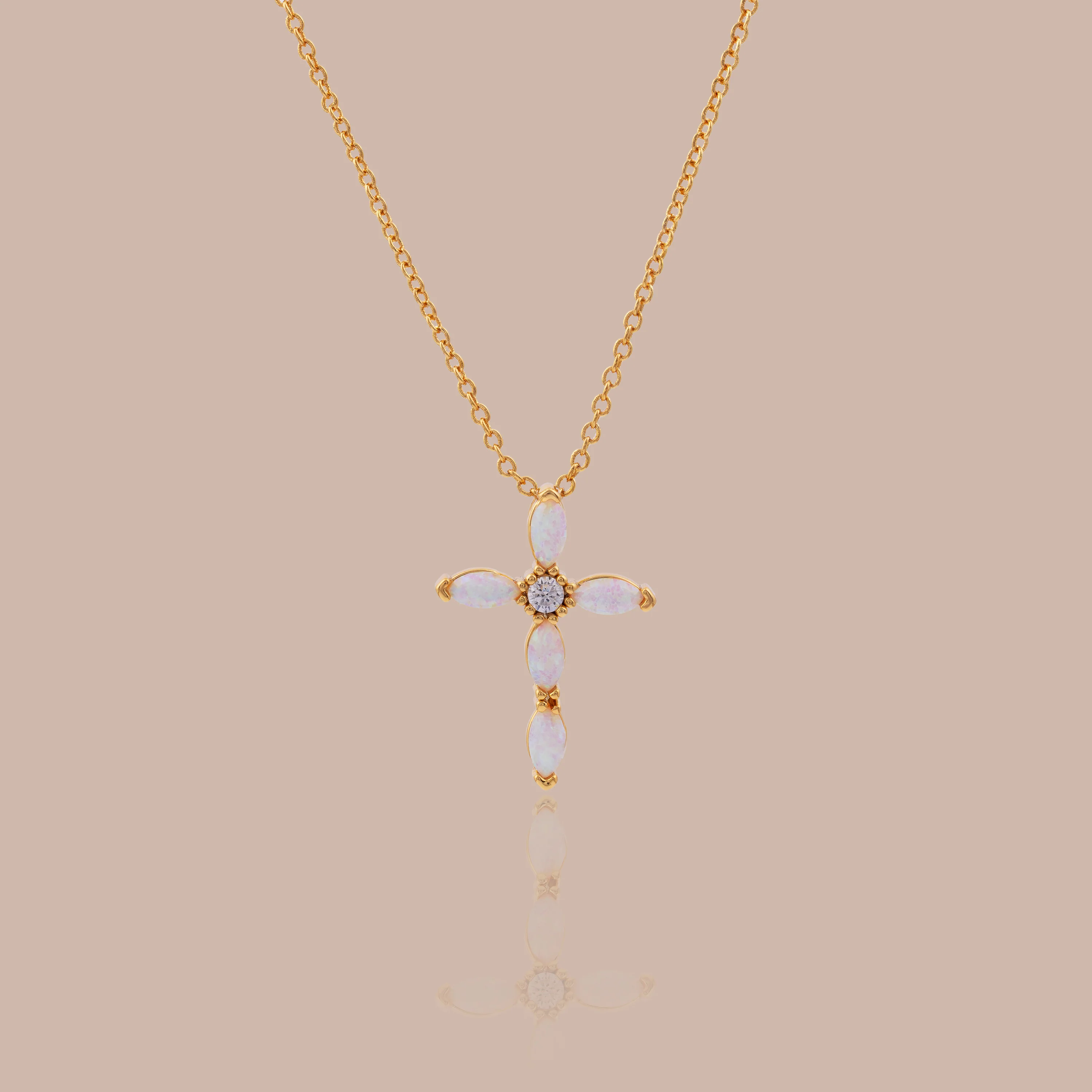 Marquise Opal Cross Necklace