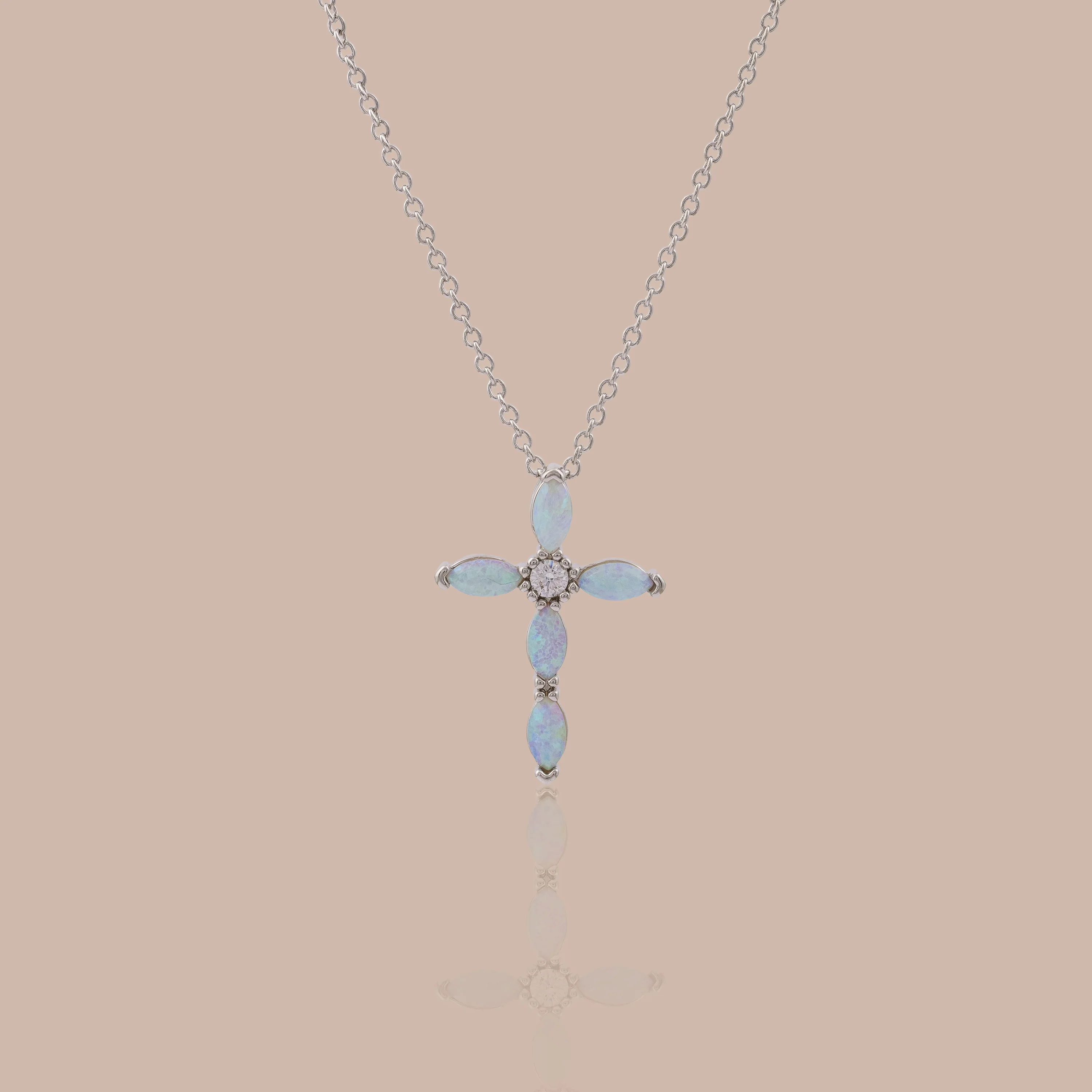 Marquise Opal Cross Necklace - Image 9